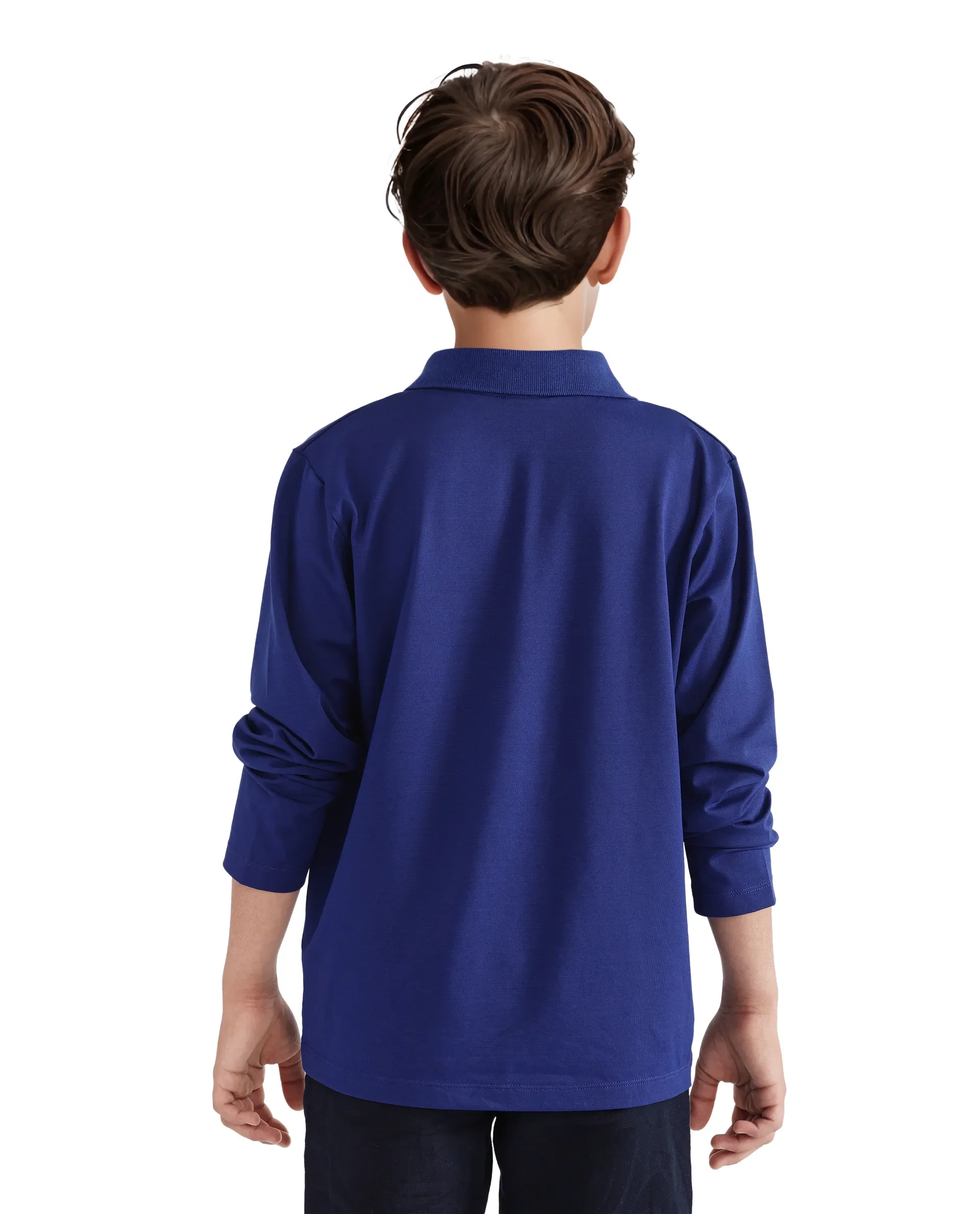 Rare Ones Kids Flit Blue Cotton Blend Full Sleeve Regular Collar Solid Polo - Image 8