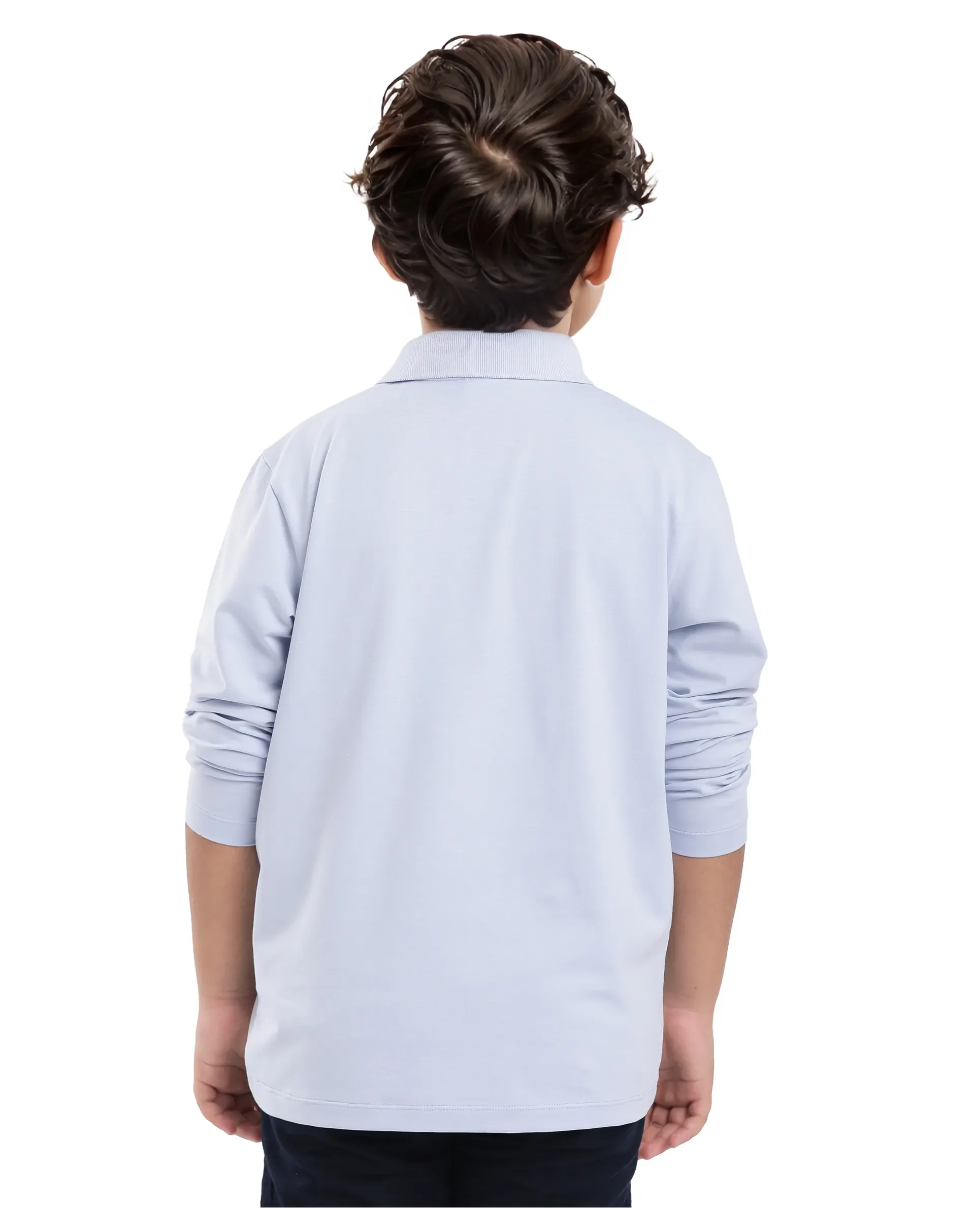 Rare Ones Kids Flit Light Blue Cotton Blend Full Sleeve Regular Collar Solid Polo - Image 8