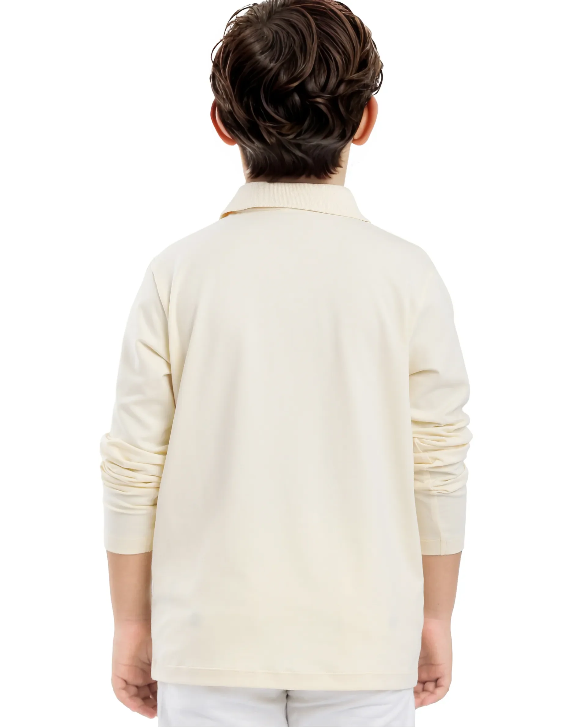 Rare Ones Kids Flit Pastel Yellow Cotton Blend Full Sleeve Polo Neck Solid Polo - Image 8
