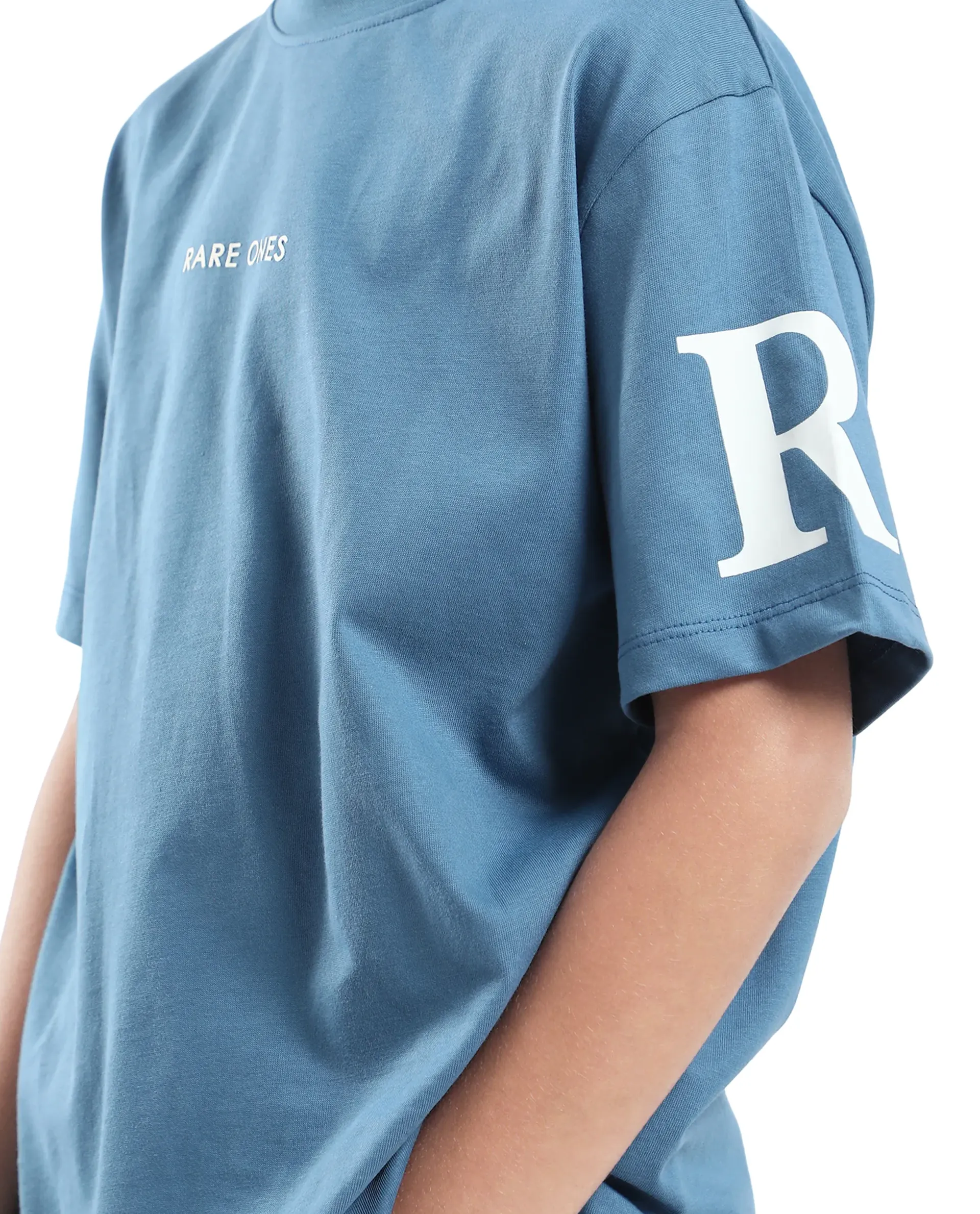 Rare Ones Kids Flux Dusky Blue Cotton Blend Half Sleeve Slip-On Printed Regular Fit T-Shirt - Image 4