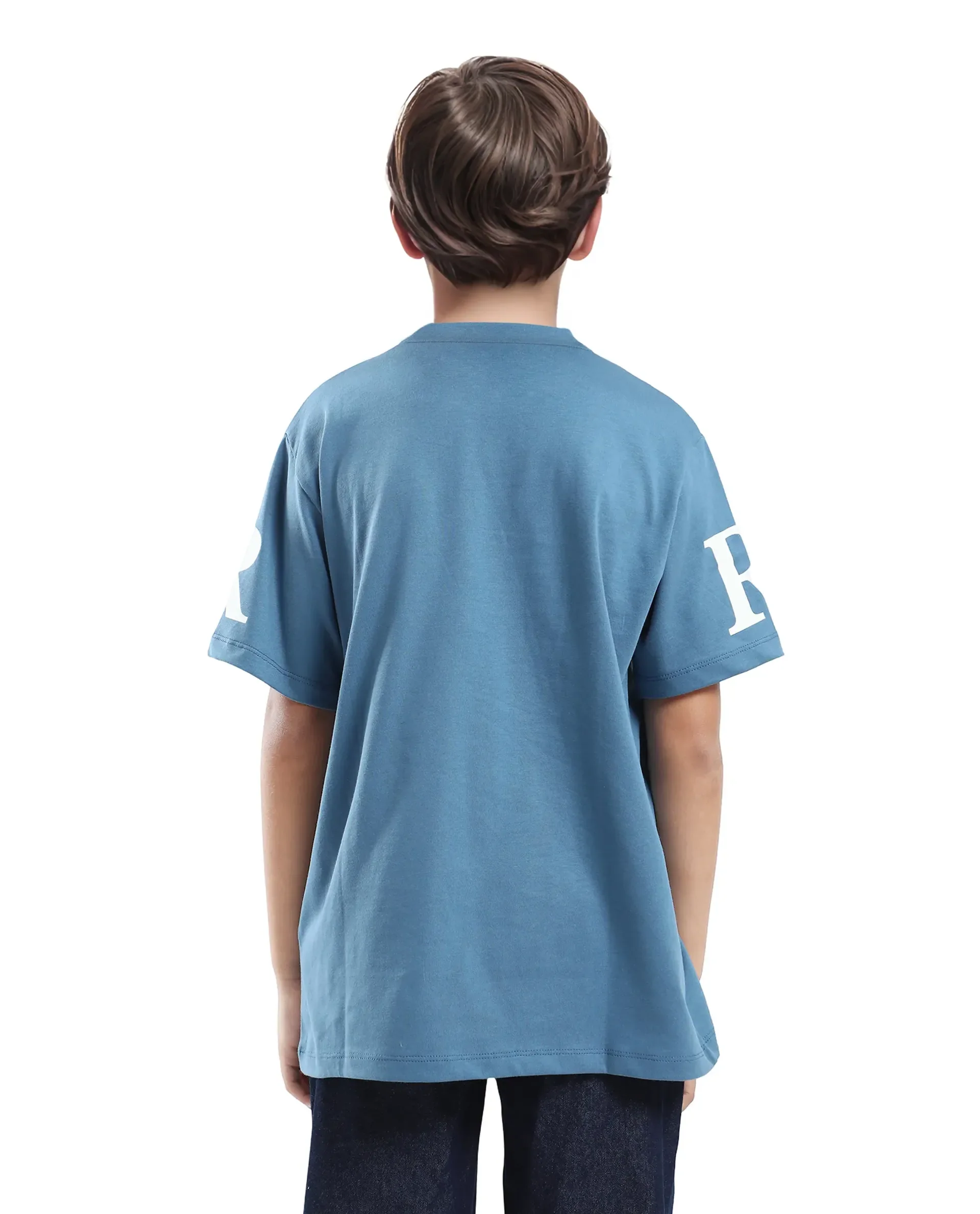 Rare Ones Kids Flux Dusky Blue Cotton Blend Half Sleeve Slip-On Printed Regular Fit T-Shirt - Image 7