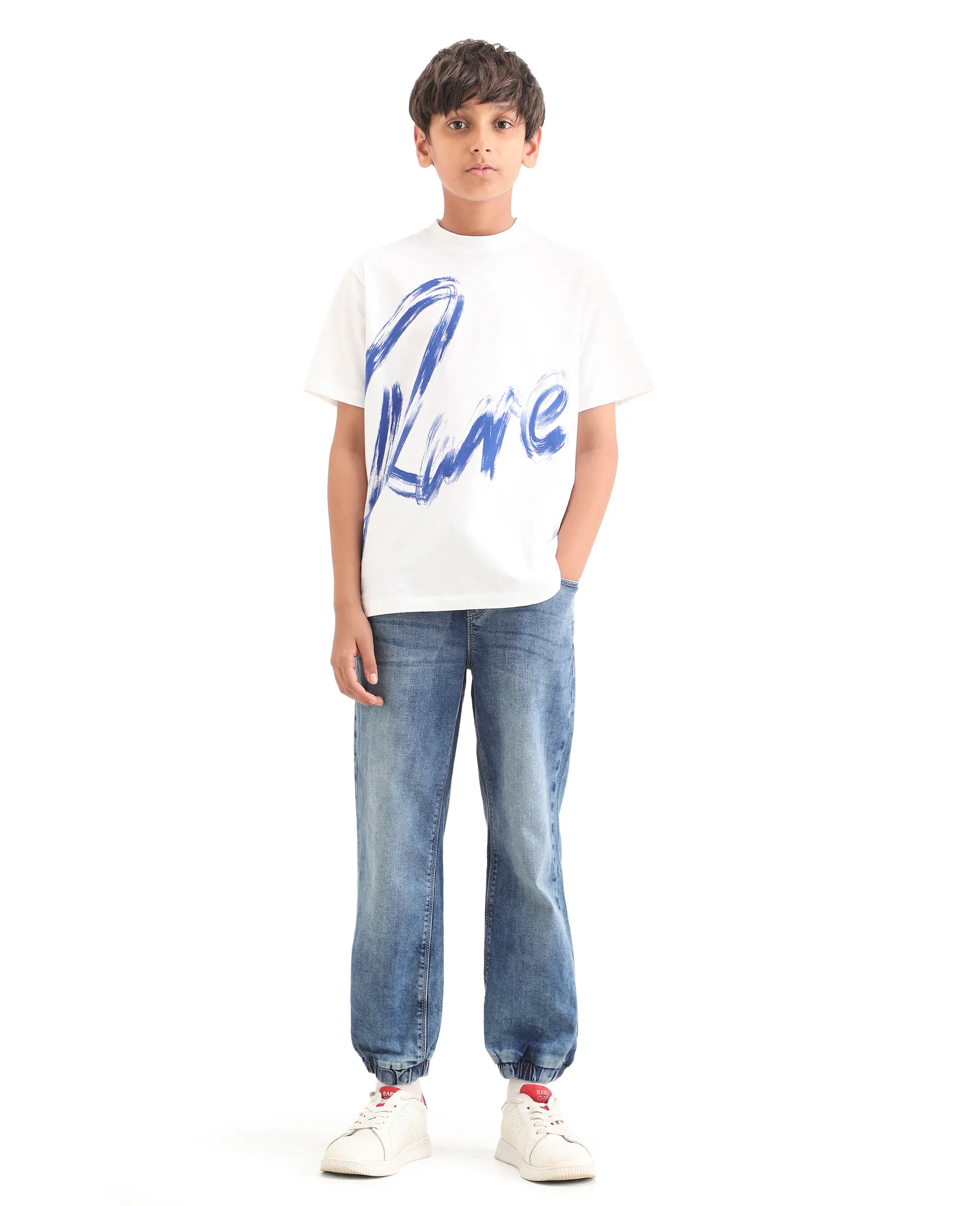 Rare Ones Kids Fox Light Blue Cotton Solid Slim Fit Denim Pant - Image 5