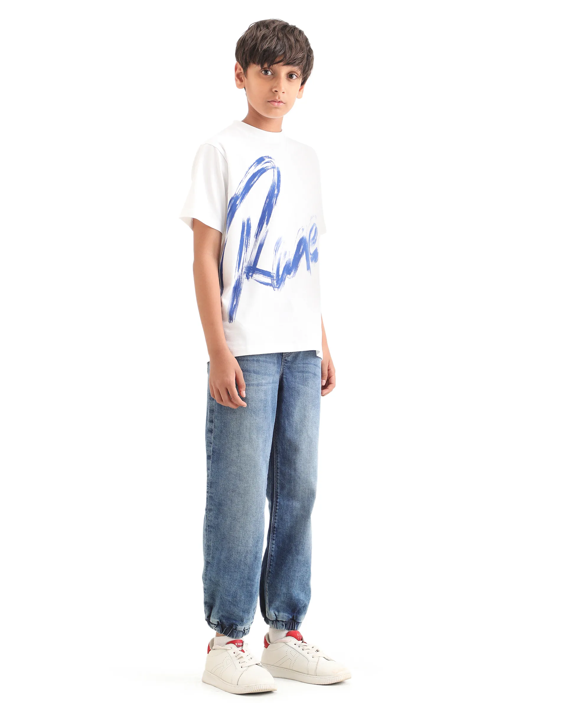 Rare Ones Kids Fox Light Blue Cotton Solid Slim Fit Denim Pant - Image 7