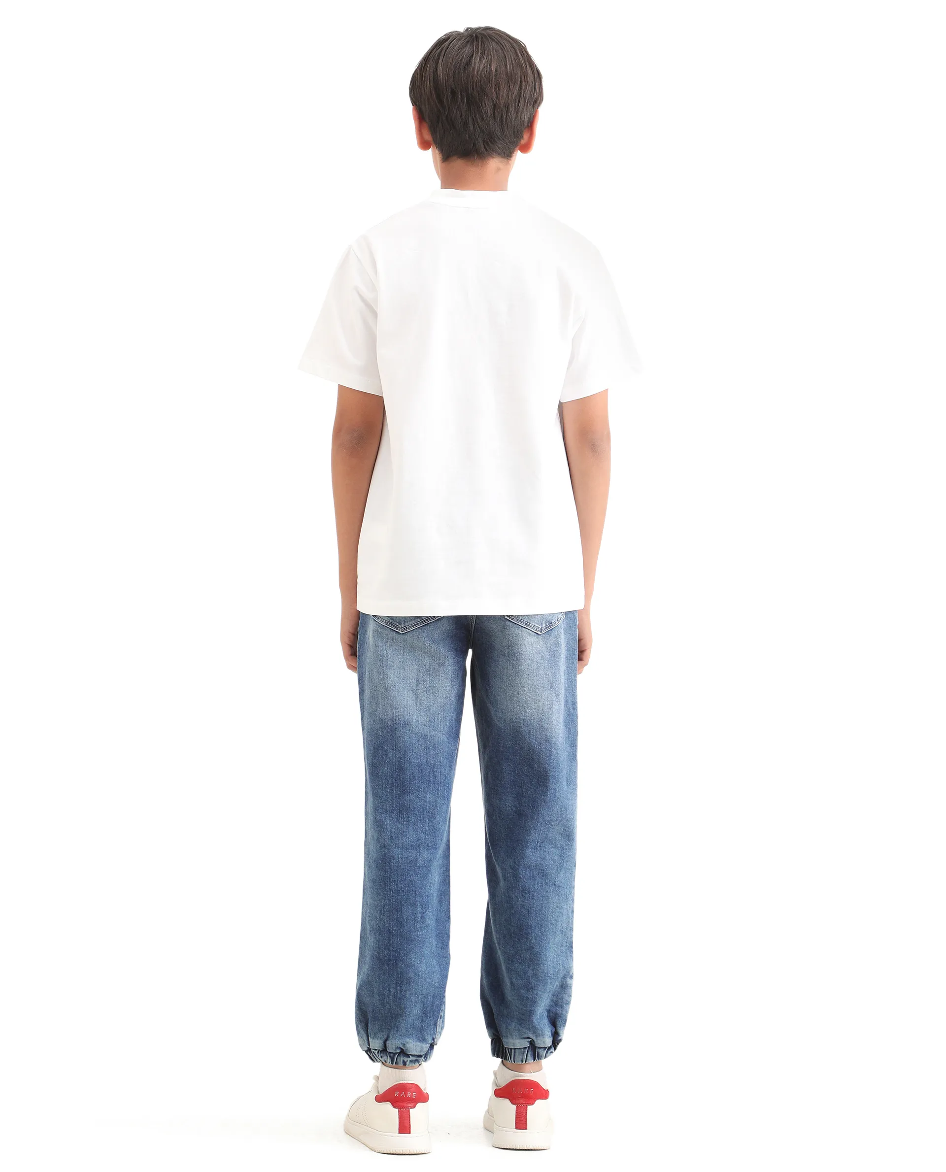 Rare Ones Kids Fox Light Blue Cotton Solid Slim Fit Denim Pant - Image 8