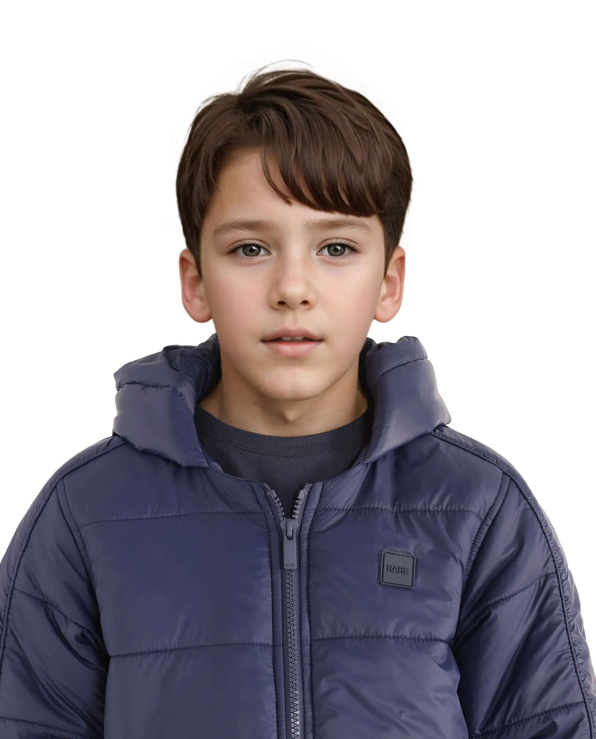 Rare Ones Kids Frant Dark Blue Nylon Full Sleeve Solid Jacket - Image 4