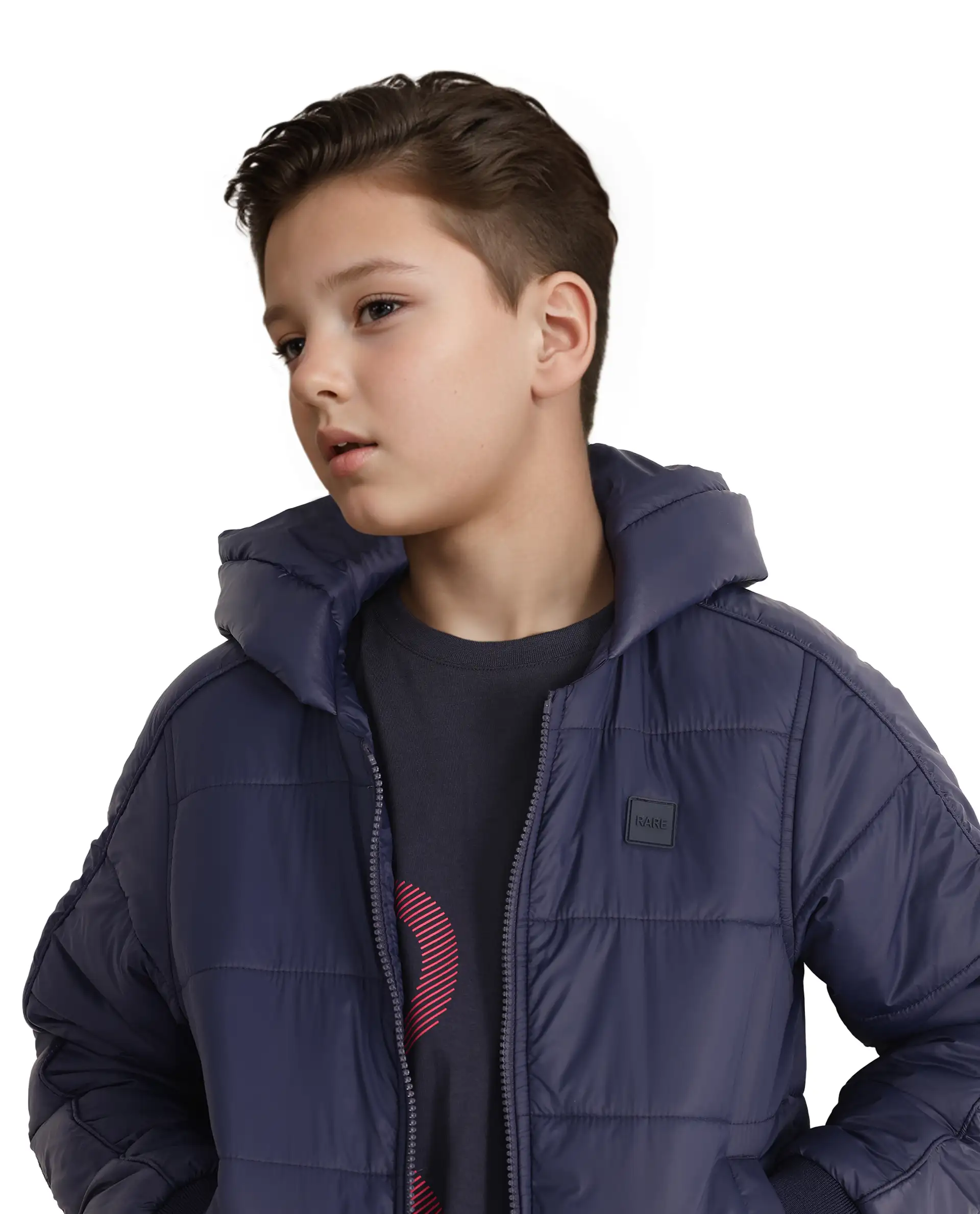 Rare Ones Kids Frant Dark Blue Nylon Full Sleeve Solid Jacket - Image 5