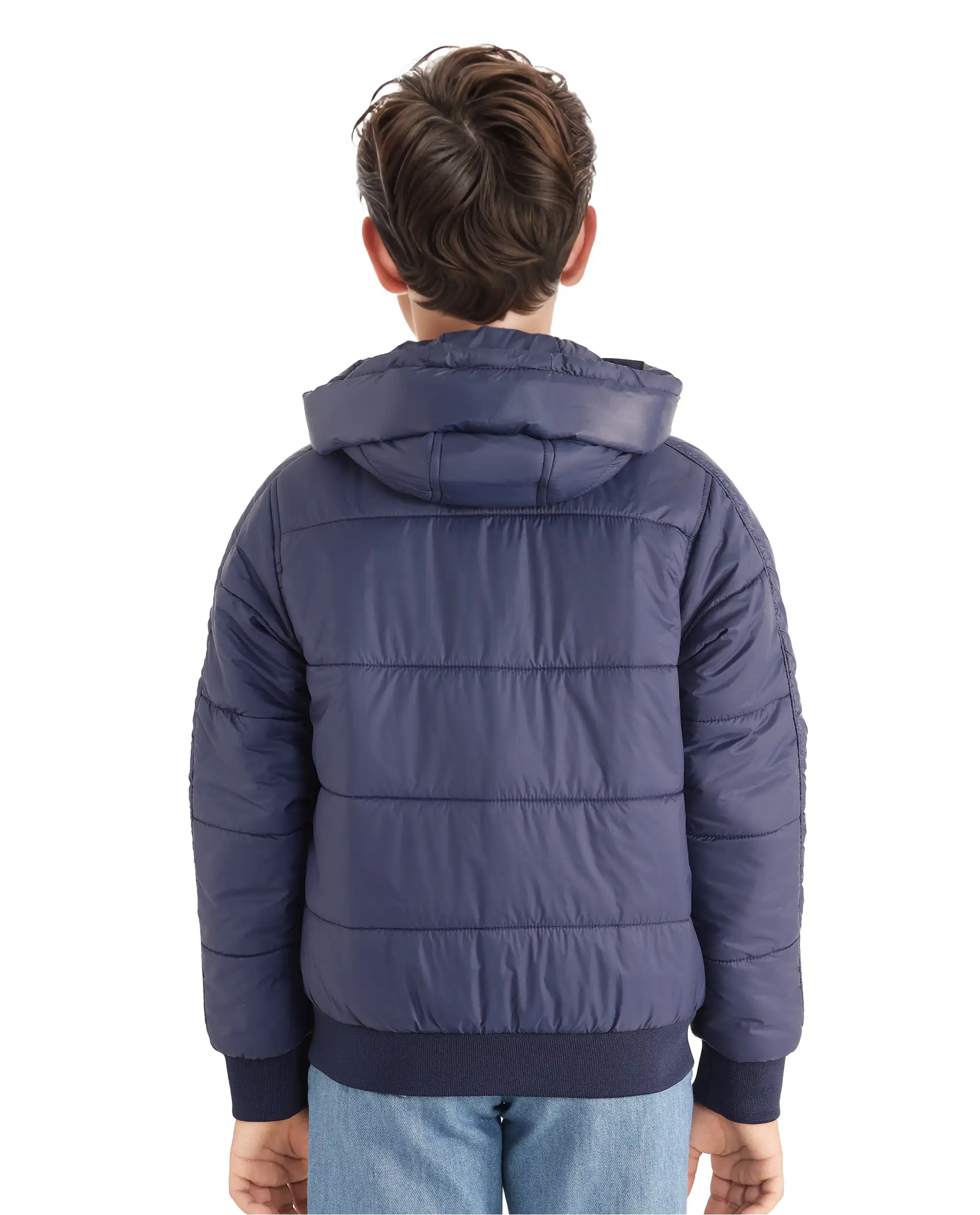 Rare Ones Kids Frant Dark Blue Nylon Full Sleeve Solid Jacket - Image 8