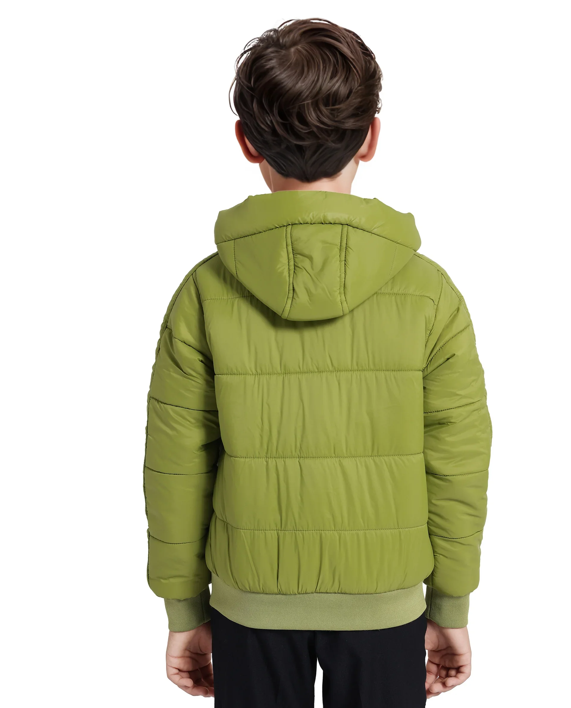 Rare Ones Kids Frant Flouroscent Green Nylon Full Sleeve Solid Jacket - Image 7