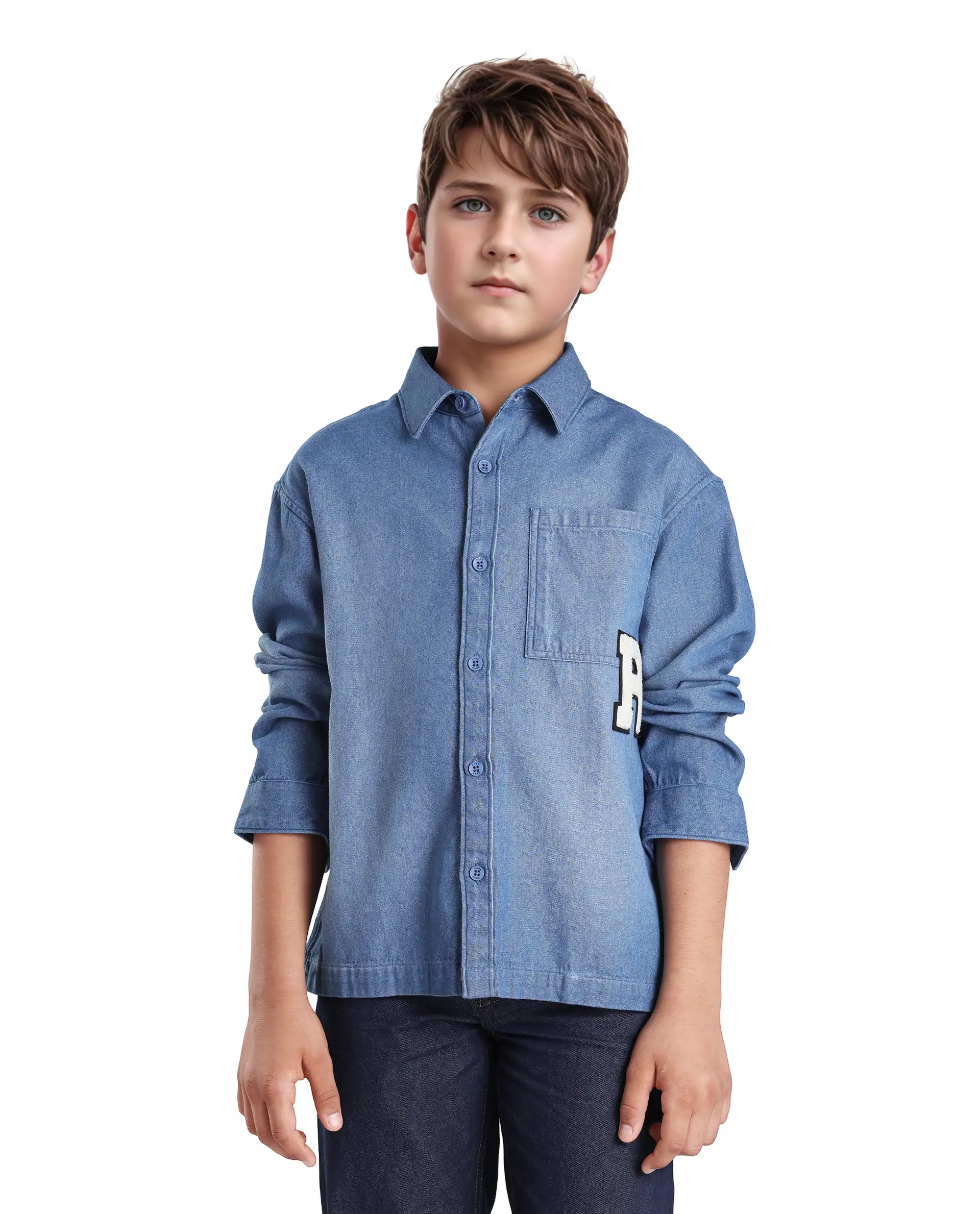 Rare Ones Kids Frero Blue Cotton Printed Button Closure Regular Fit Shirt - Image 2