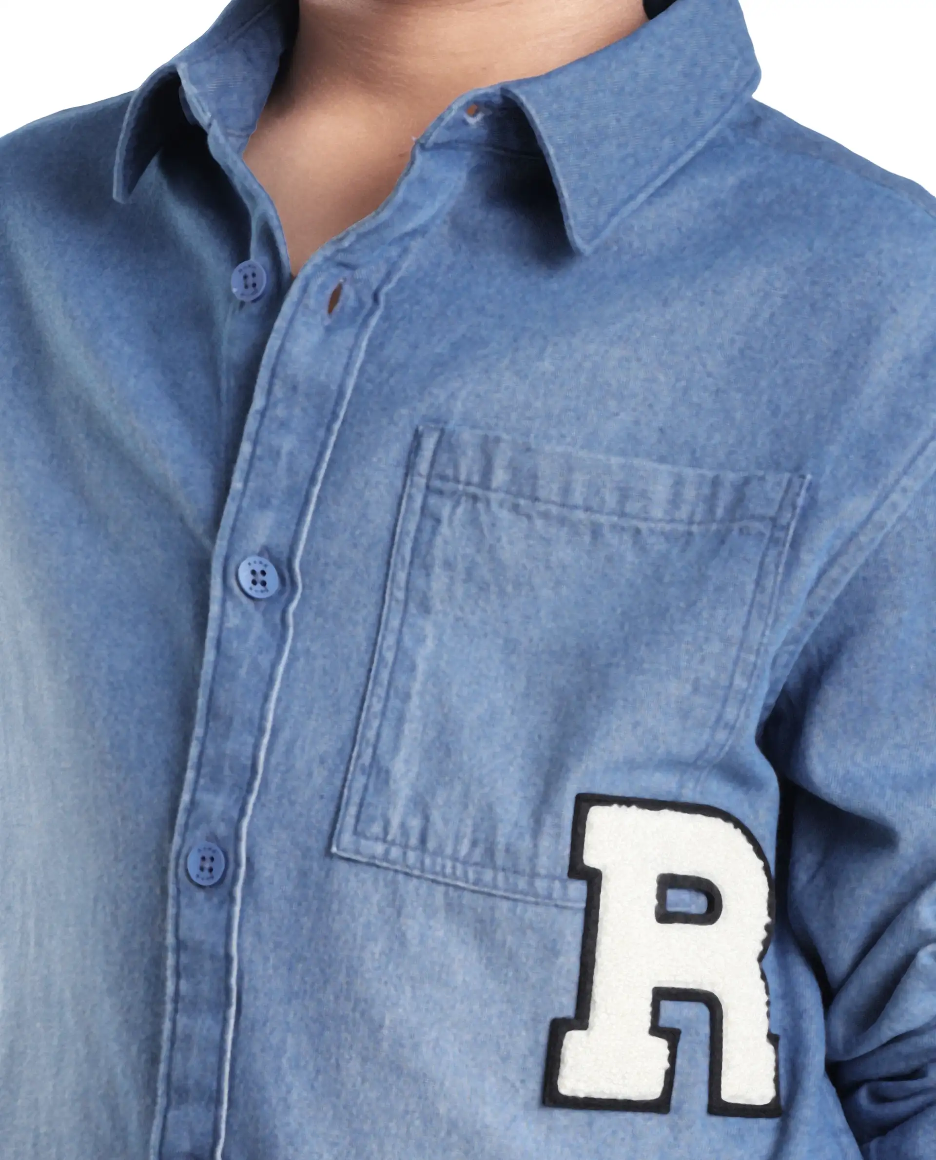 Rare Ones Kids Frero Blue Cotton Printed Button Closure Regular Fit Shirt - Image 3