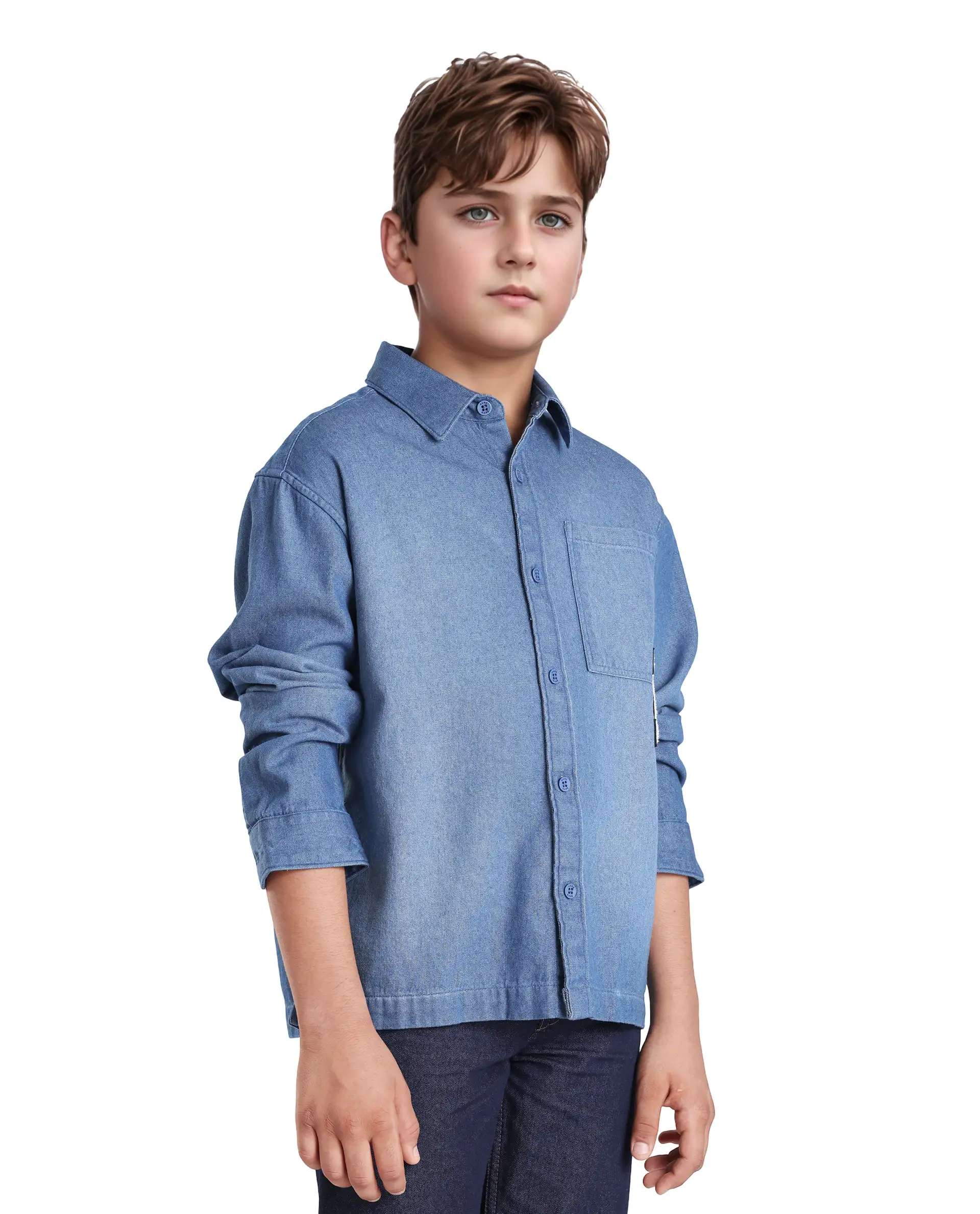 Rare Ones Kids Frero Blue Cotton Printed Button Closure Regular Fit Shirt - Image 4