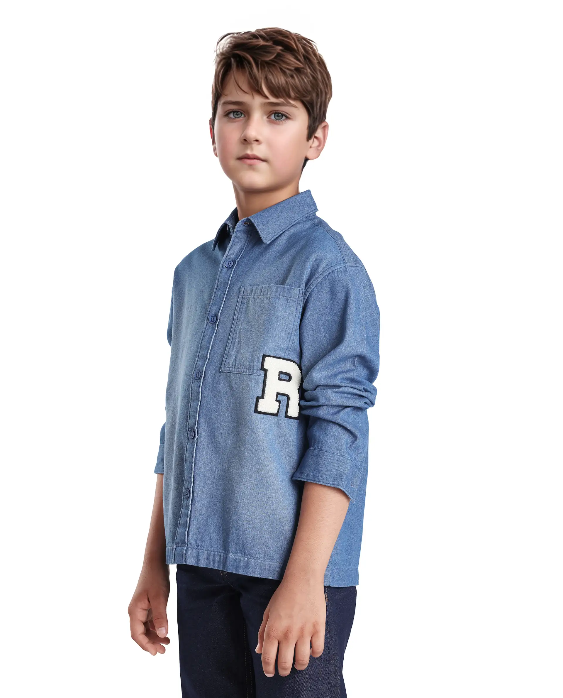 Rare Ones Kids Frero Blue Cotton Printed Button Closure Regular Fit Shirt - Image 5