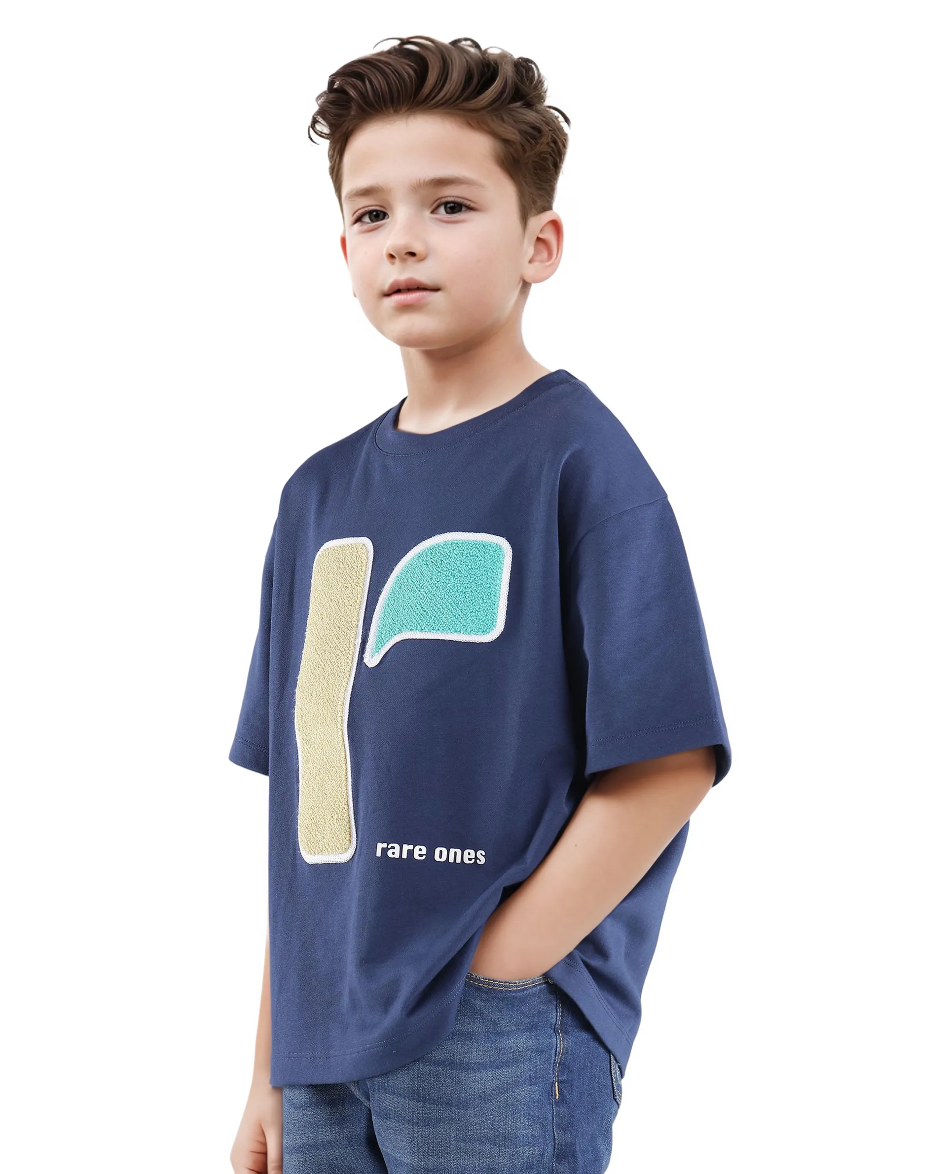 Rare Ones Kids Frodo Navy Cotton Poly Short Sleeve Crew Neck Towel Embroidered T-Shirt - Image 5