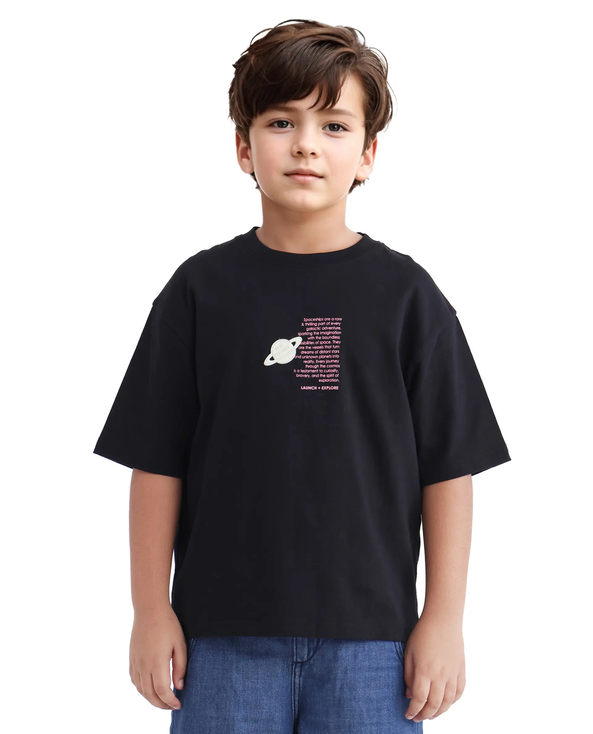 Rare Ones Kids Galet Black Cotton Short Sleeve Crew Neck Print T-Shirt - Image 3