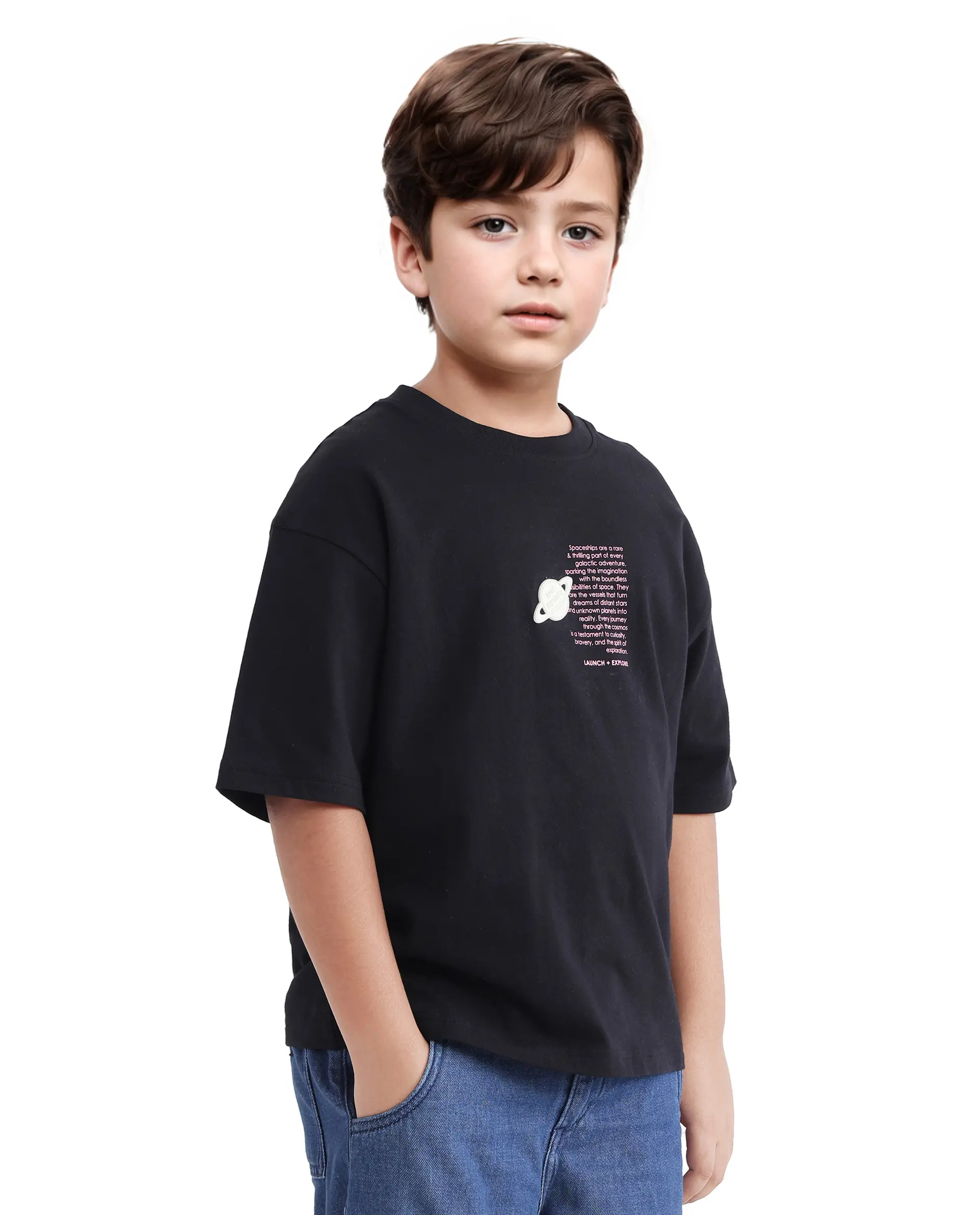 Rare Ones Kids Galet Black Cotton Short Sleeve Crew Neck Print T-Shirt - Image 6