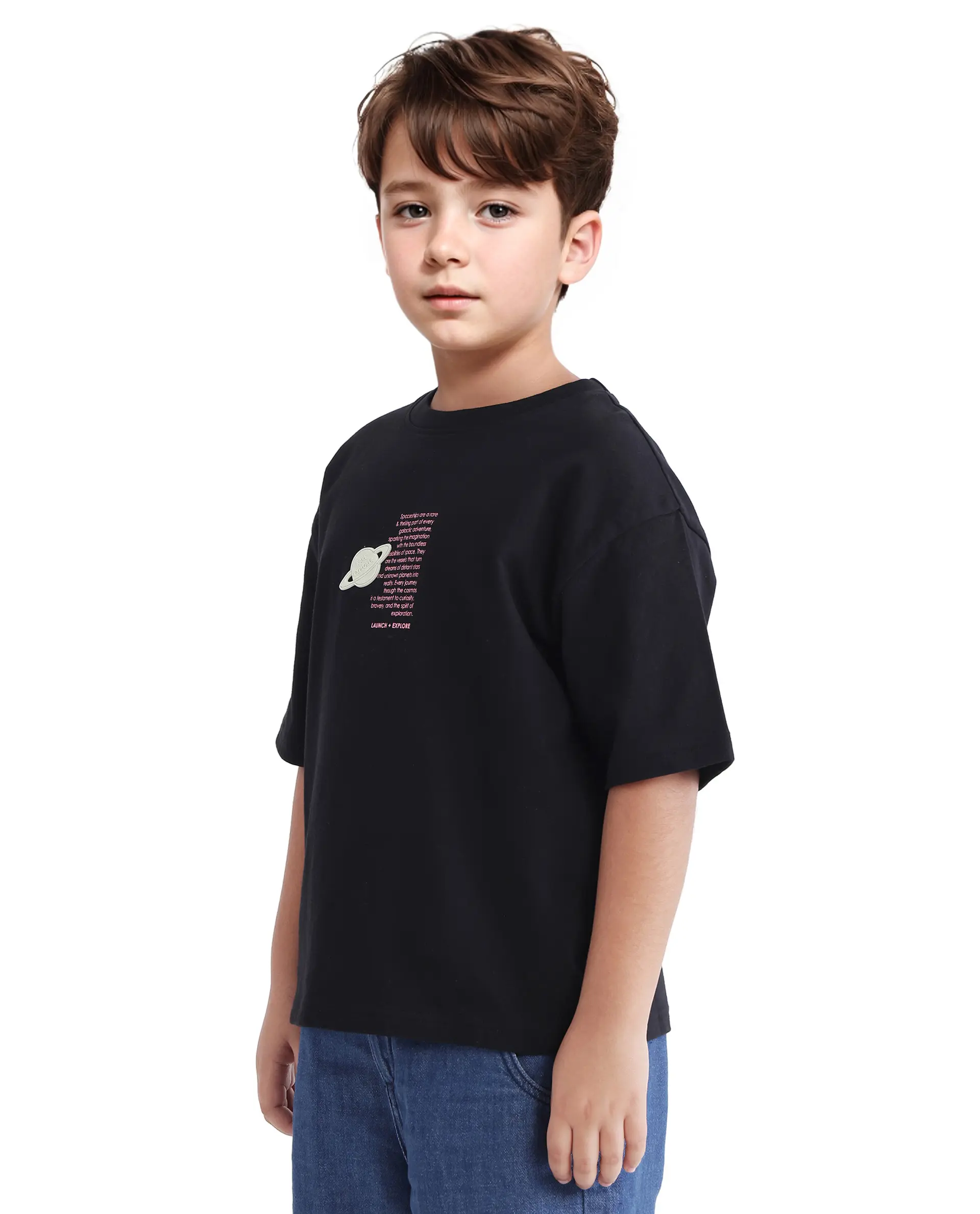 Rare Ones Kids Galet Black Cotton Short Sleeve Crew Neck Print T-Shirt - Image 7