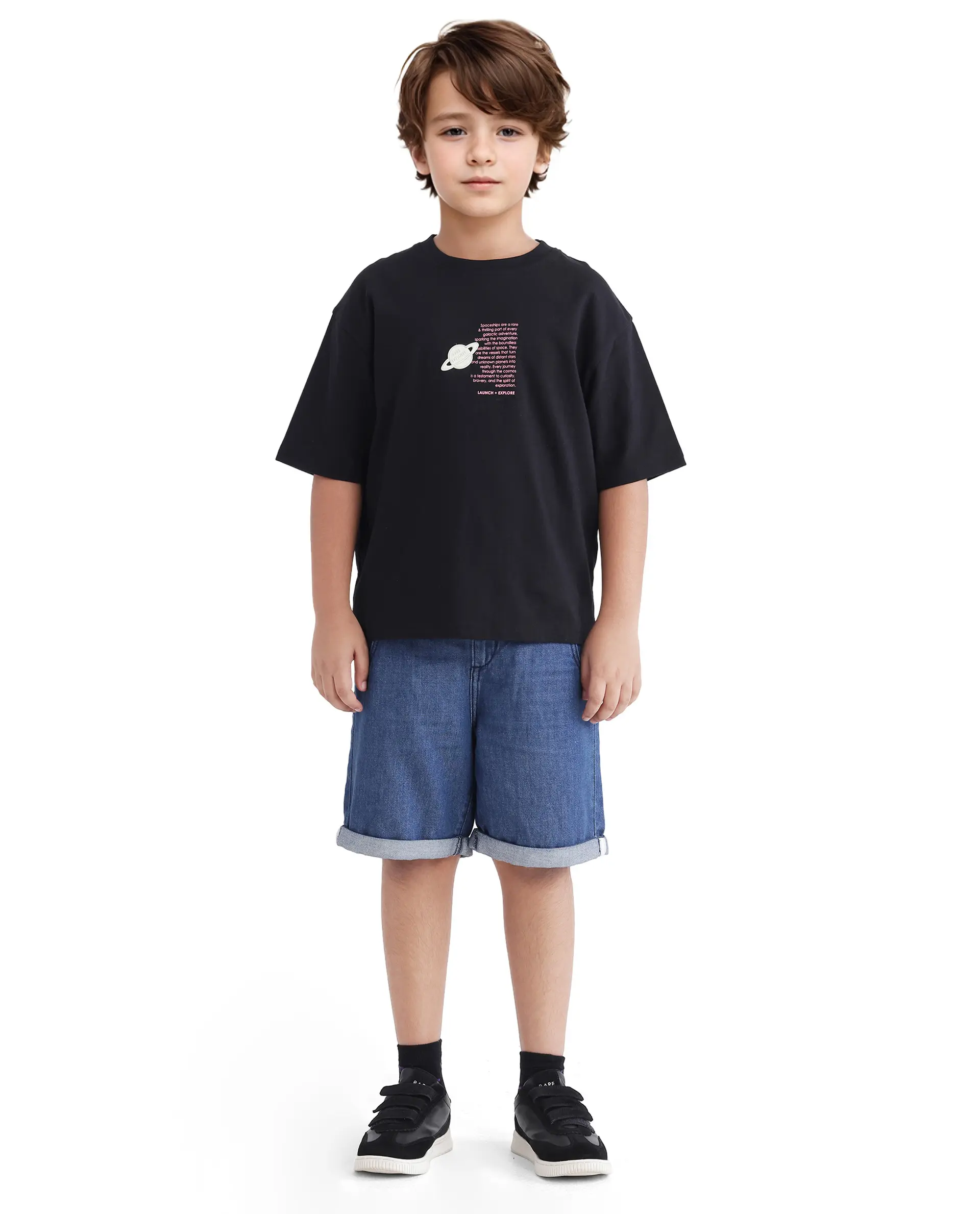 Rare Ones Kids Galet Black Cotton Short Sleeve Crew Neck Print T-Shirt - Image 8