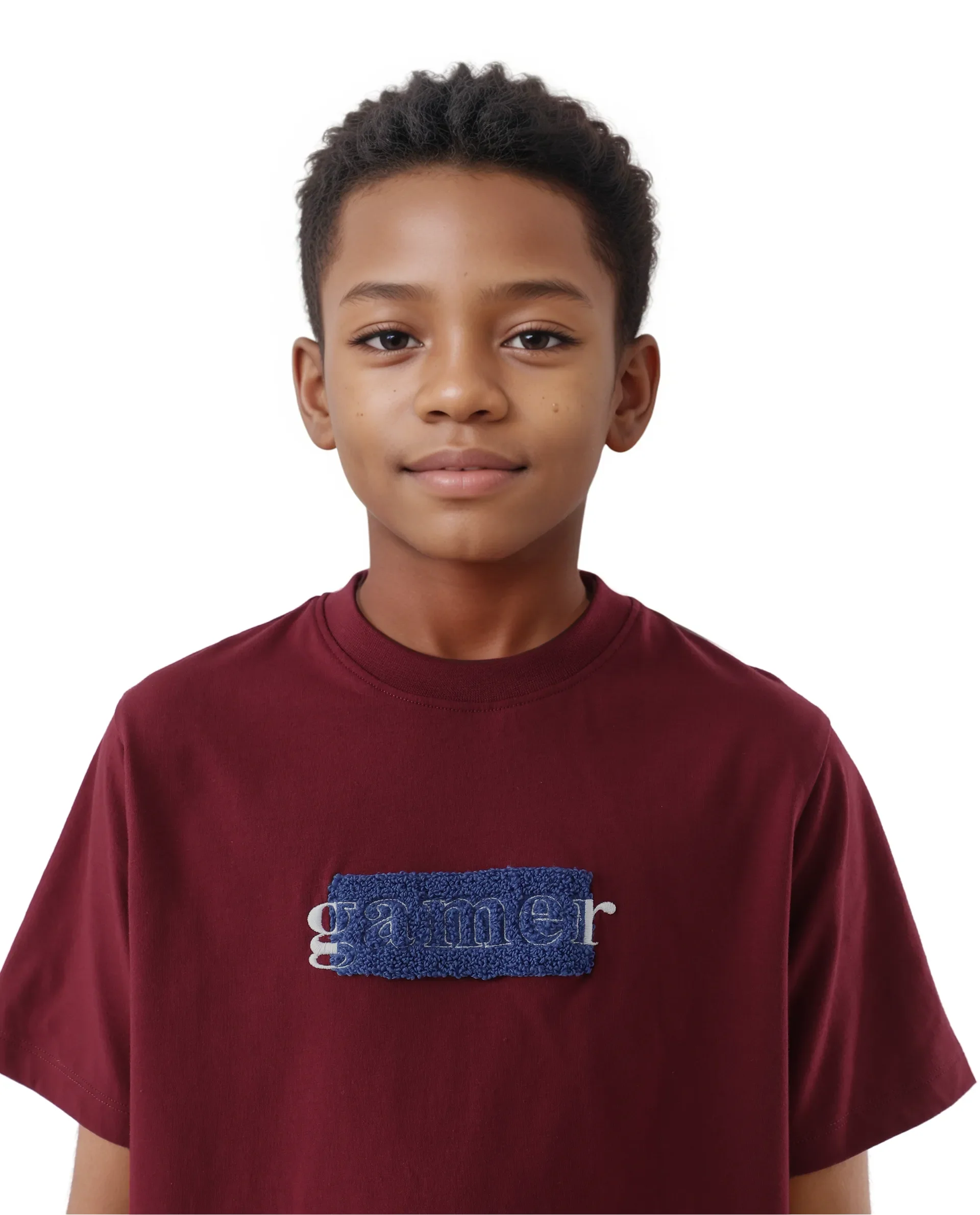 Rare Ones Kids Gamer Dark Red Cotton Embroidered Slip-On Regular Fit T-Shirt - Image 4