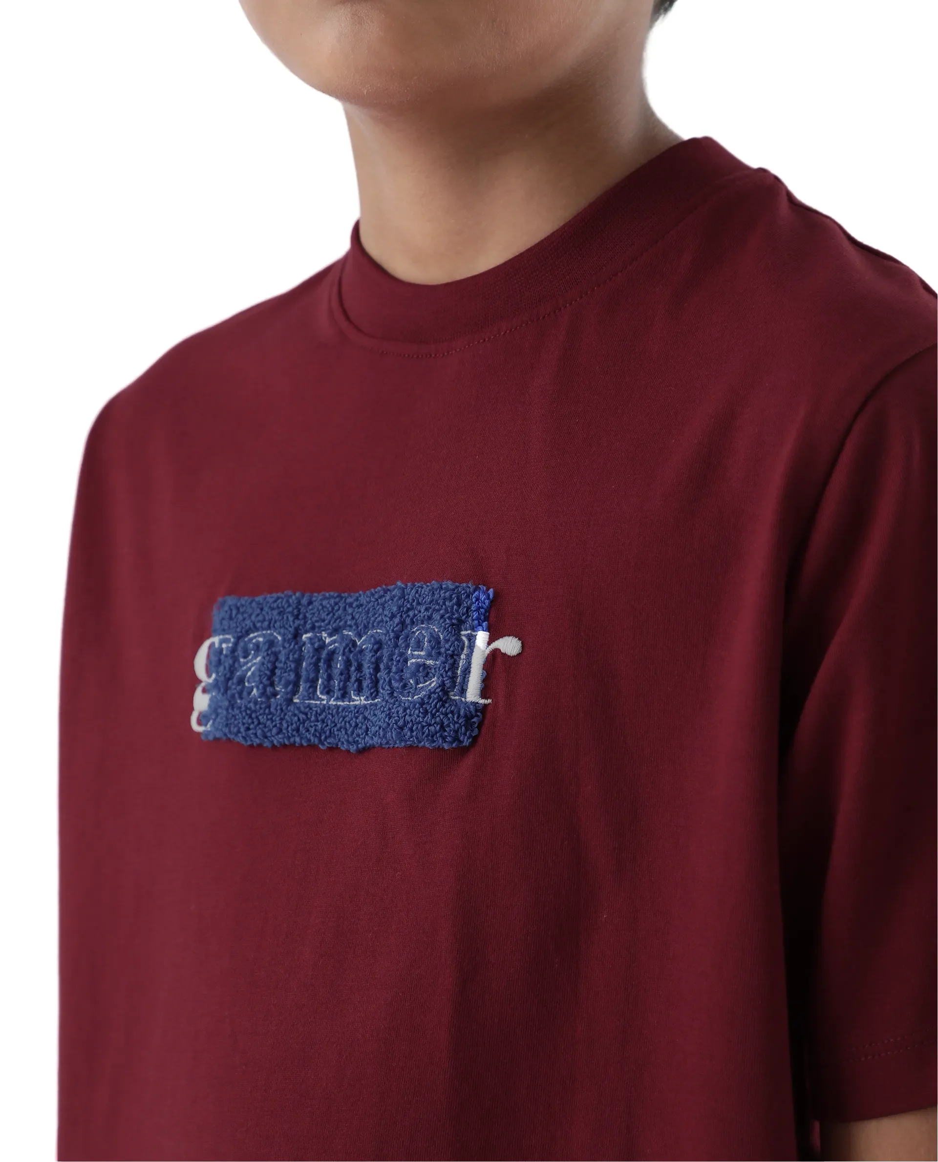Rare Ones Kids Gamer Dark Red Cotton Embroidered Slip-On Regular Fit T-Shirt - Image 5