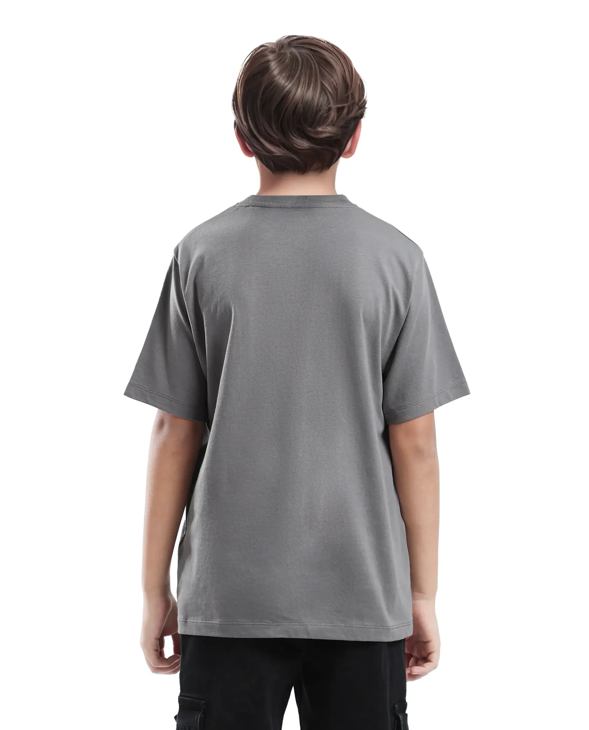 Rare Ones Kids Gamer Grey Cotton Embroidered Slip-On Regular Fit T-Shirt - Image 7