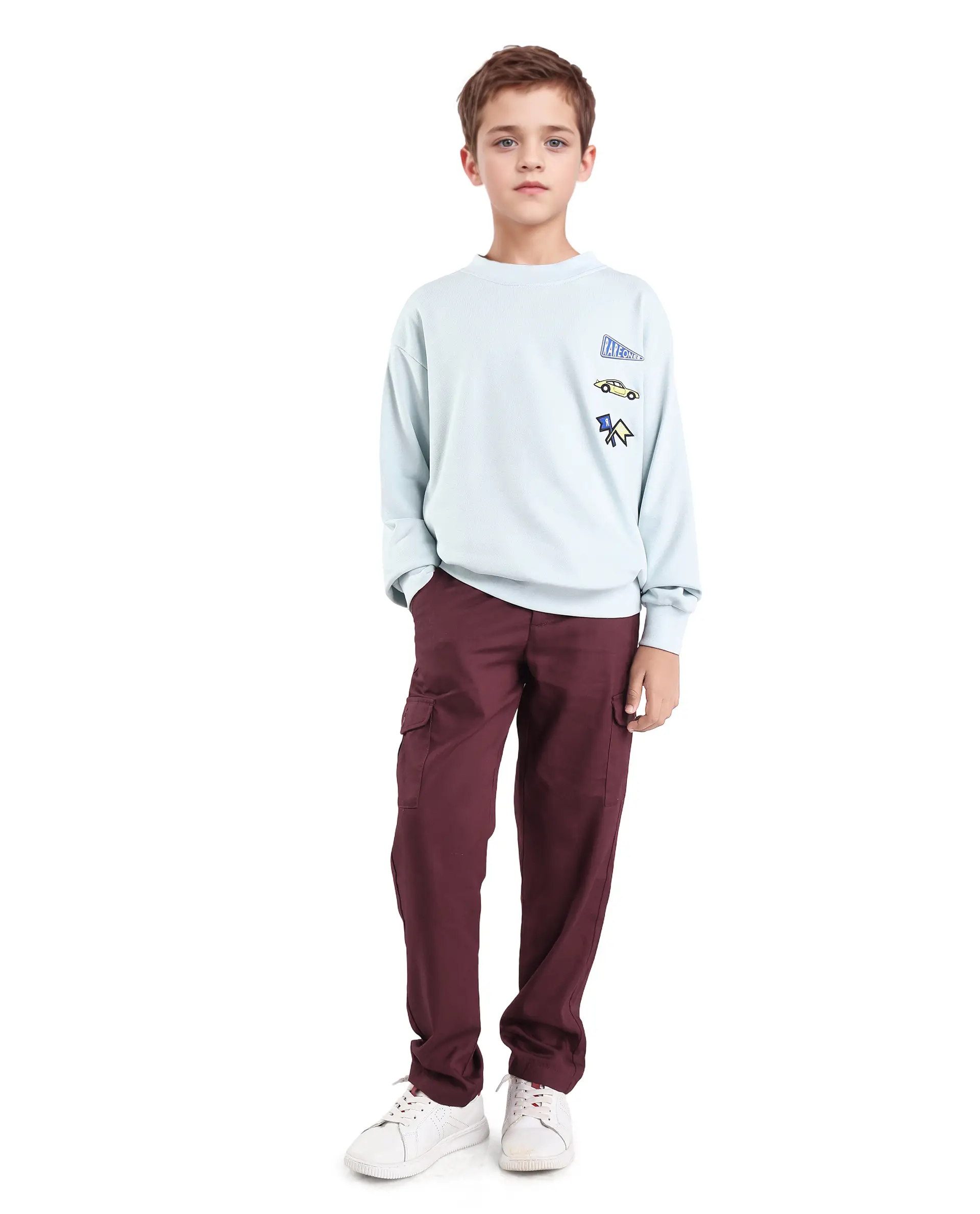Rare Ones Kids Glin-B Maroon Polyester Blend Solid Button Closure Regular Fit Trouser