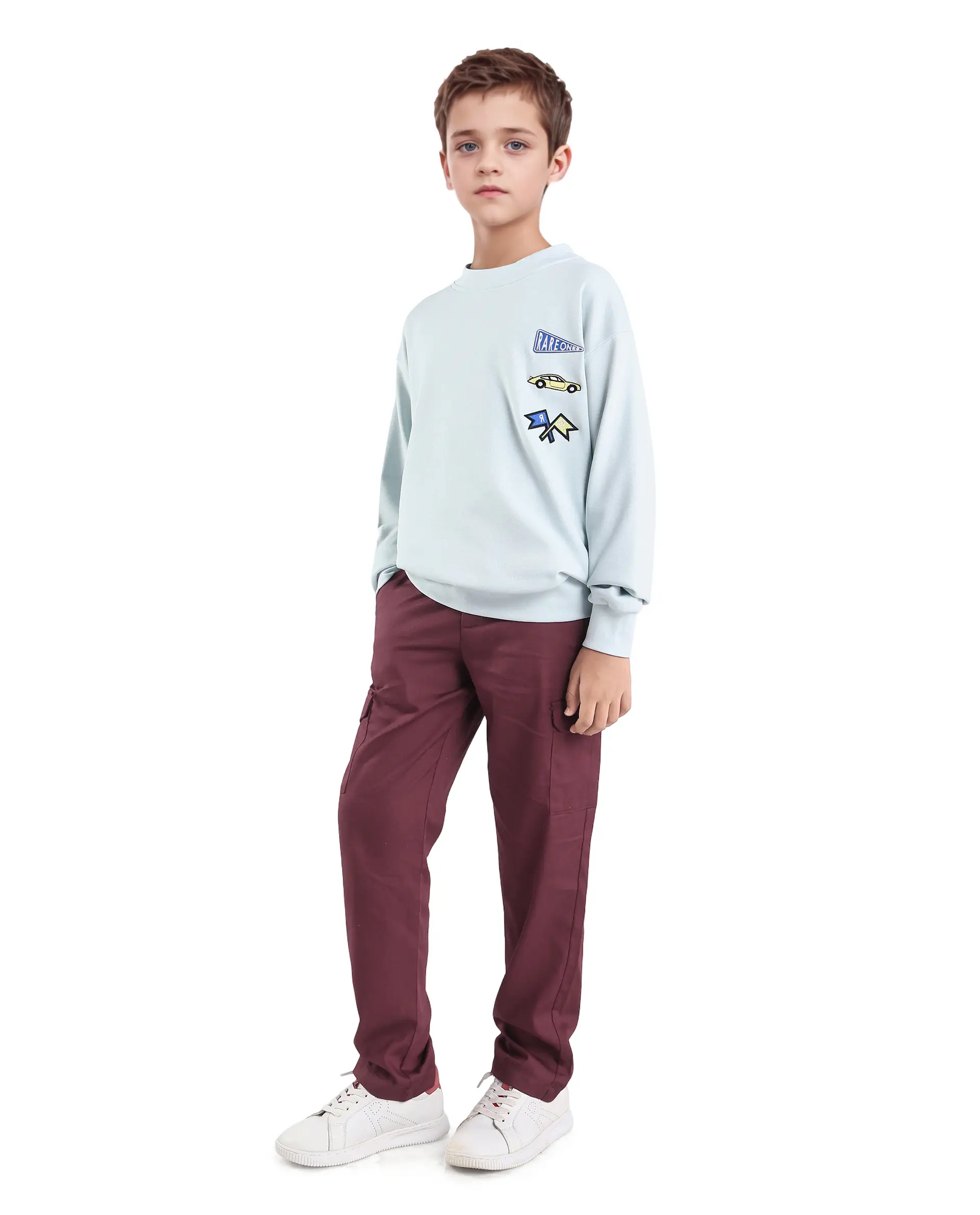 Rare Ones Kids Glin-B Maroon Polyester Blend Solid Button Closure Regular Fit Trouser - Image 4