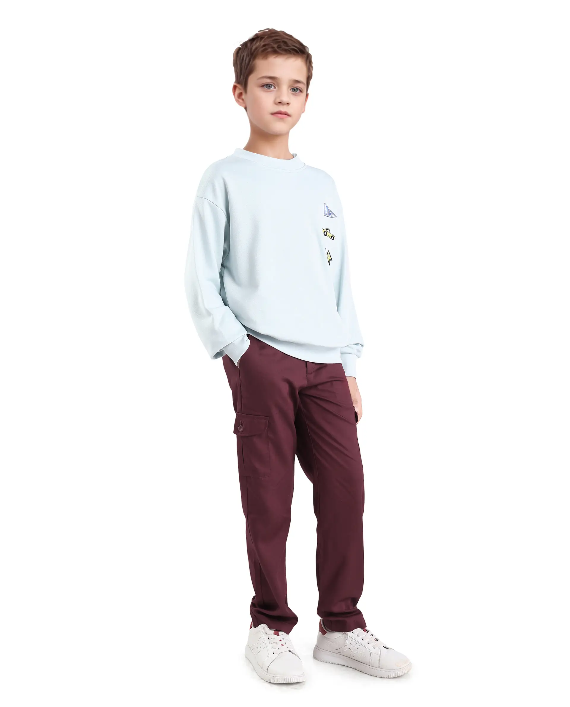 Rare Ones Kids Glin-B Maroon Polyester Blend Solid Button Closure Regular Fit Trouser - Image 5