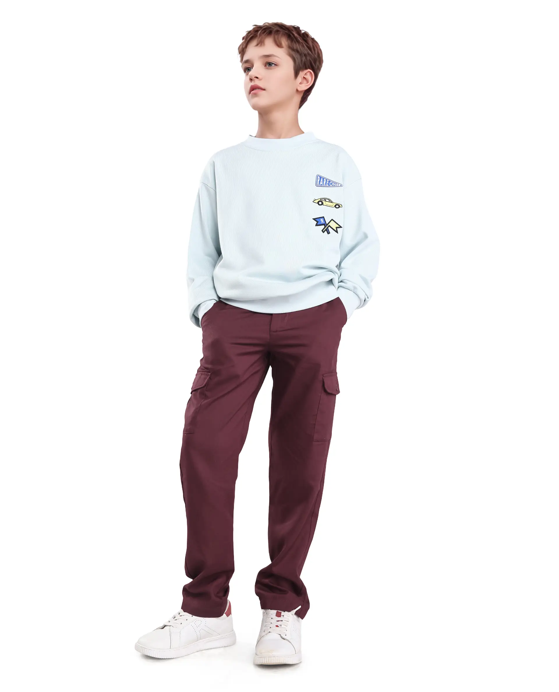 Rare Ones Kids Glin-B Maroon Polyester Blend Solid Button Closure Regular Fit Trouser - Image 6