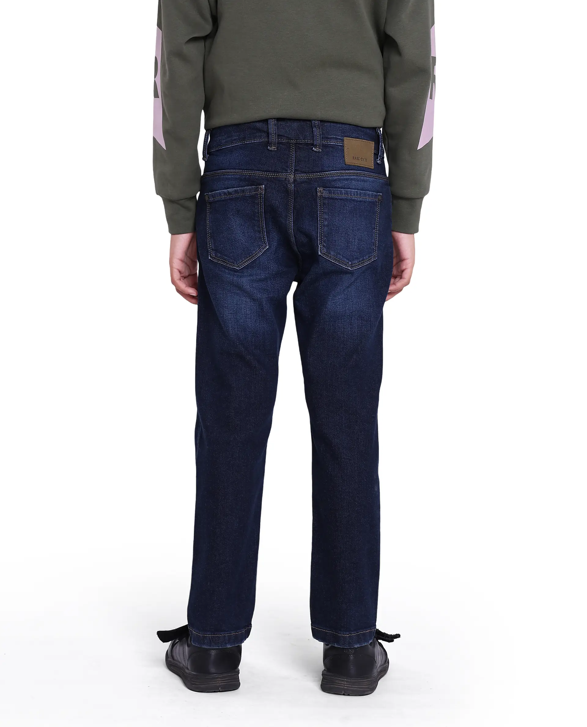 Rare Ones Kids Glor Blue Solid Slim Fit Denim Pant - Image 8