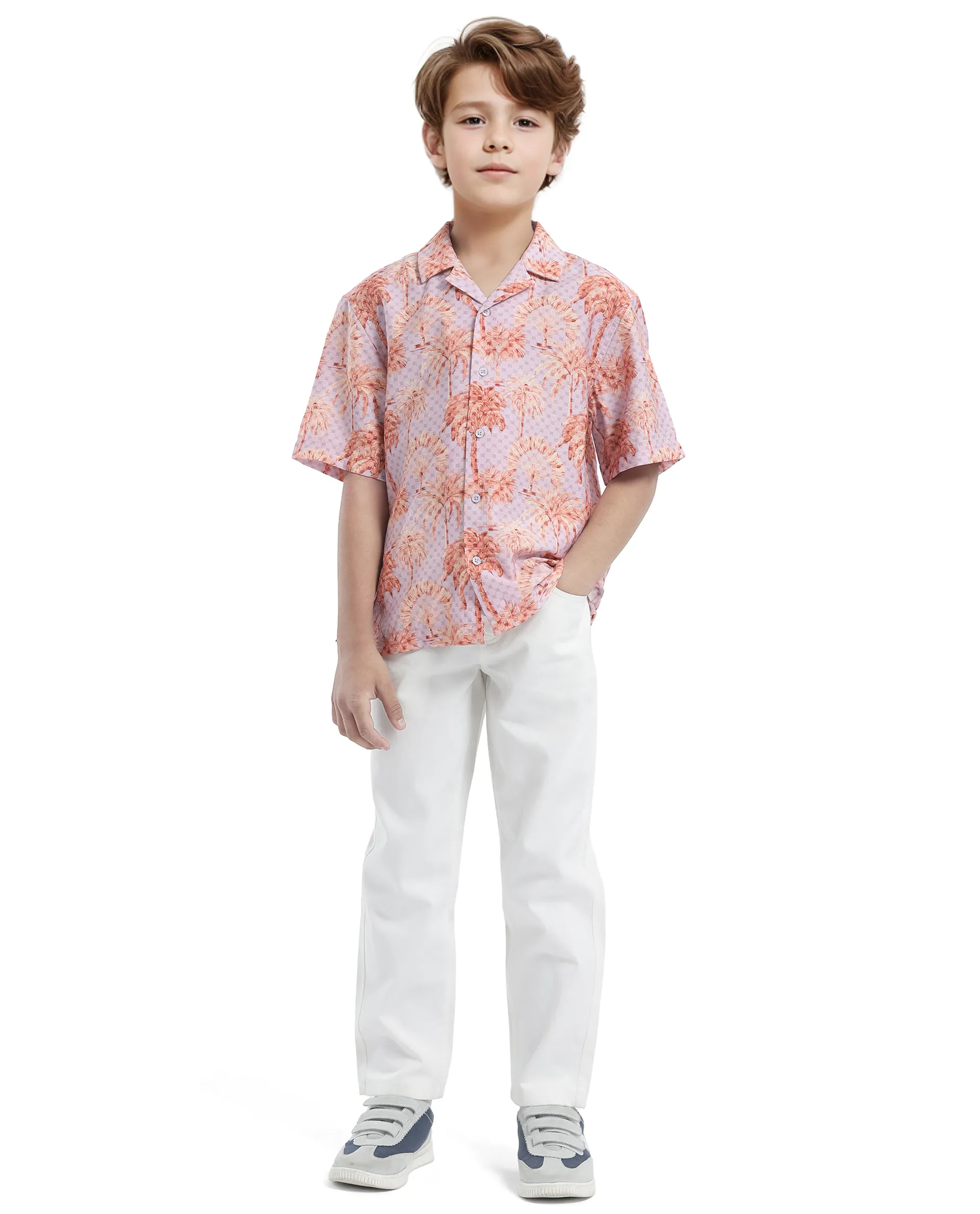 Rare Ones Kids Gusy-K Purple Viscose Blend Half Sleeve Button Printed Regular Fit Shirt - Image 2