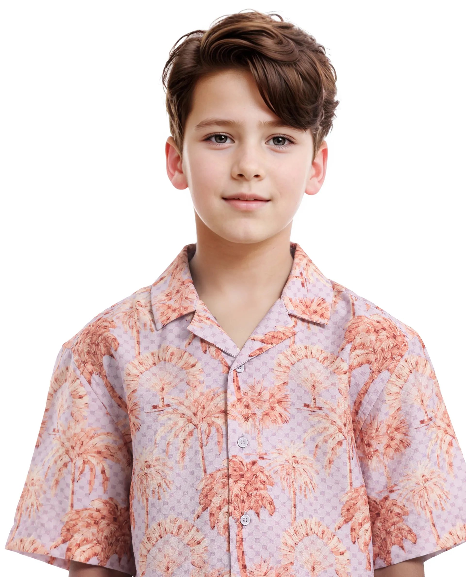 Rare Ones Kids Gusy-K Purple Viscose Blend Half Sleeve Button Printed Regular Fit Shirt - Image 3