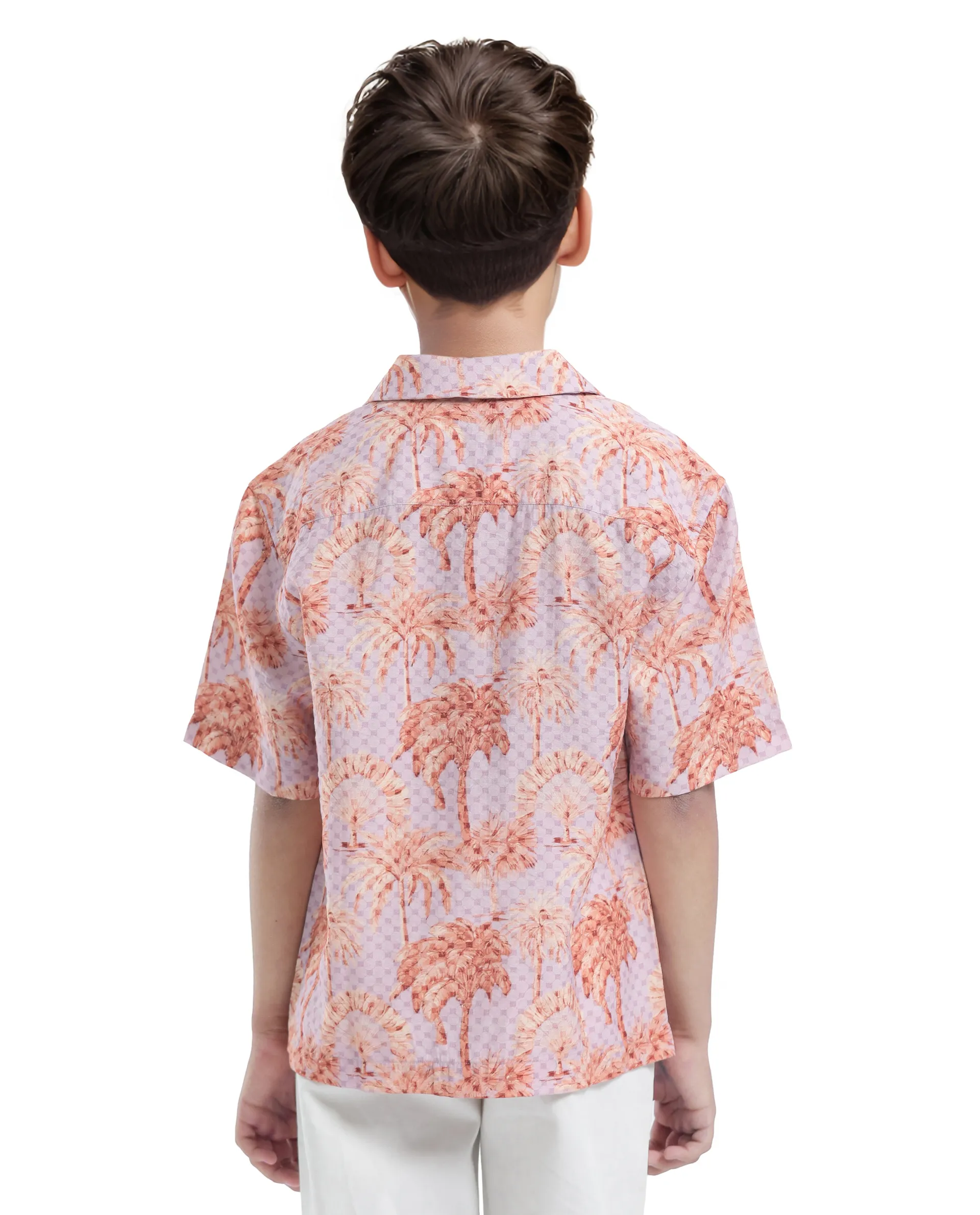 Rare Ones Kids Gusy-K Purple Viscose Blend Half Sleeve Button Printed Regular Fit Shirt - Image 8