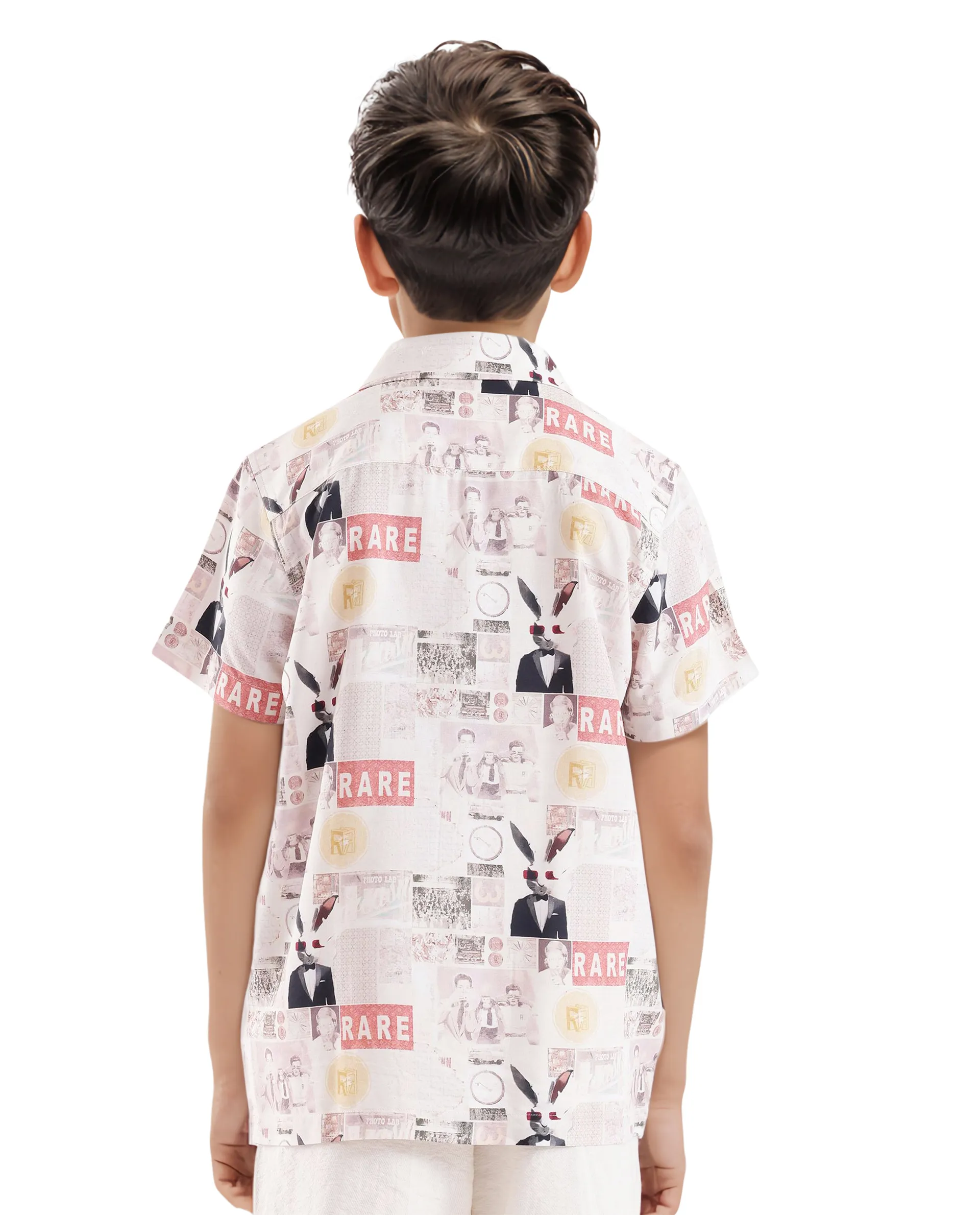 Rare Ones Kids Hage Beige Viscose Half Sleeve Cuban Collar Printed Shirt - Image 7