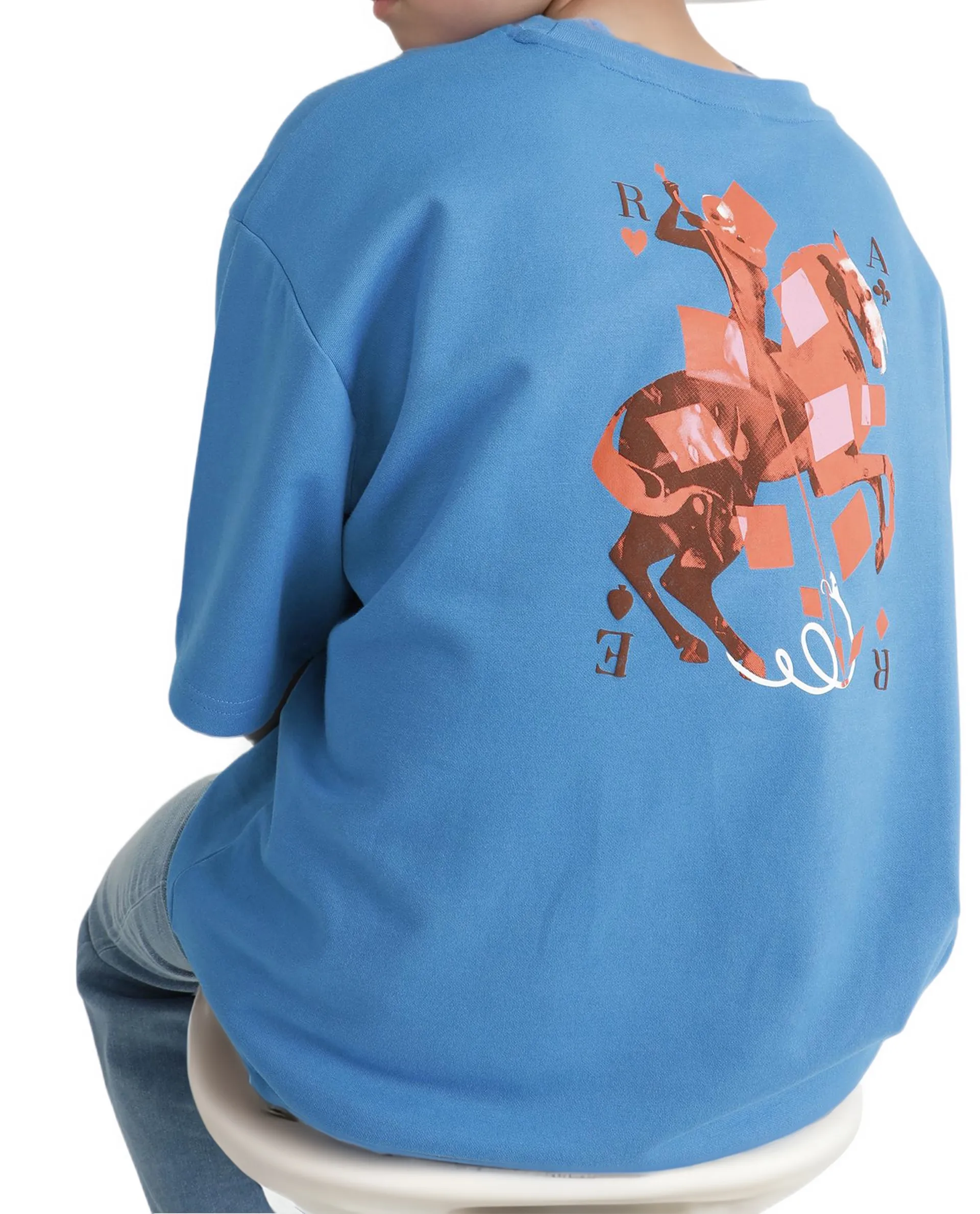 Rare Ones Kids Herm Flouroscent Blue Cotton Poly Short Sleeve Crew Neck Hd And Cmyk Print T-Shirt - Image 2