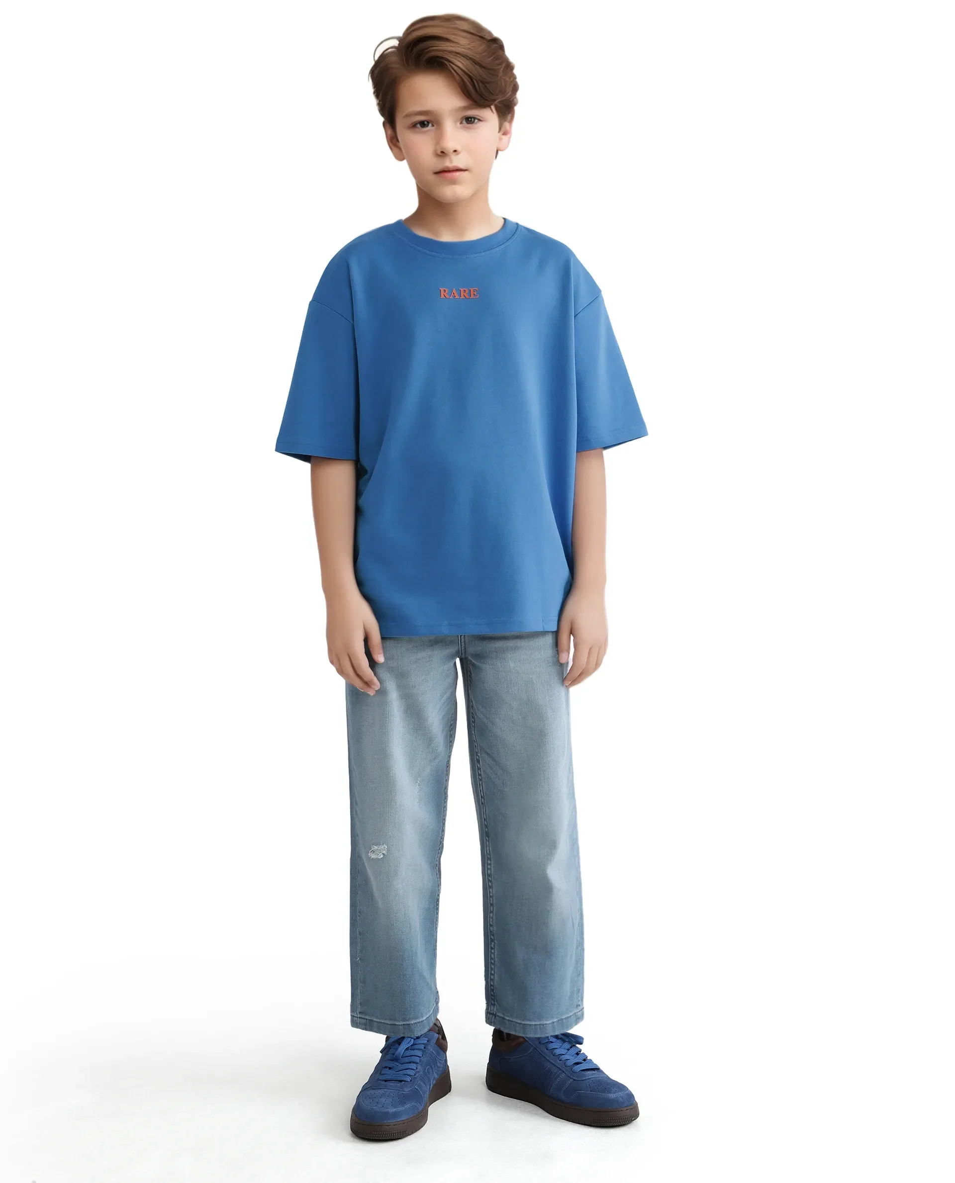 Rare Ones Kids Herm Flouroscent Blue Cotton Poly Short Sleeve Crew Neck Hd And Cmyk Print T-Shirt - Image 3