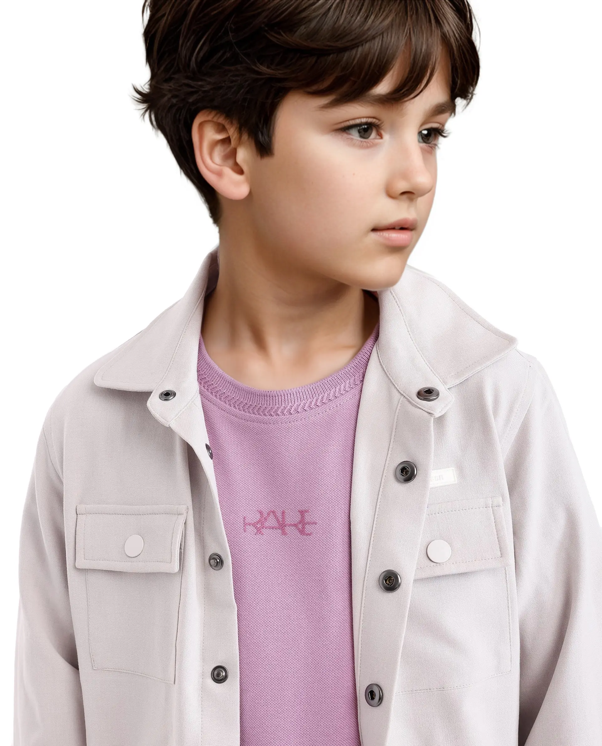 Rare Ones Kids Heron Pastel Purple Cotton Short Sleeve Crew Neck Embroidered T-Shirt - Image 3