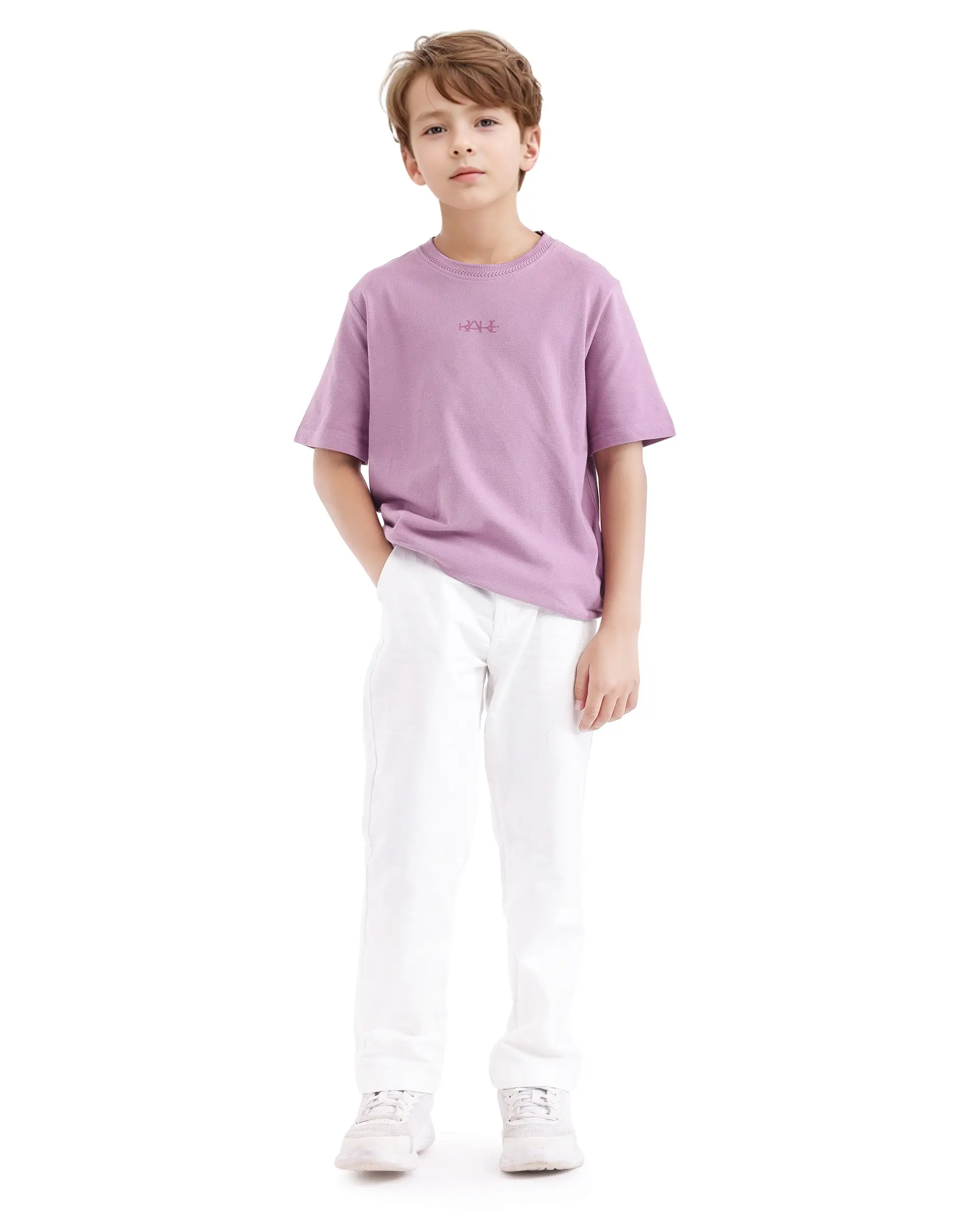 Rare Ones Kids Heron Pastel Purple Cotton Short Sleeve Crew Neck Embroidered T-Shirt - Image 4