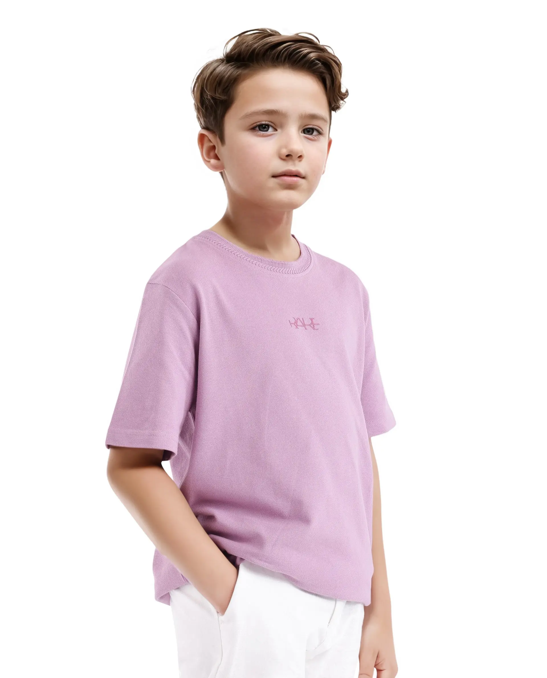 Rare Ones Kids Heron Pastel Purple Cotton Short Sleeve Crew Neck Embroidered T-Shirt - Image 8