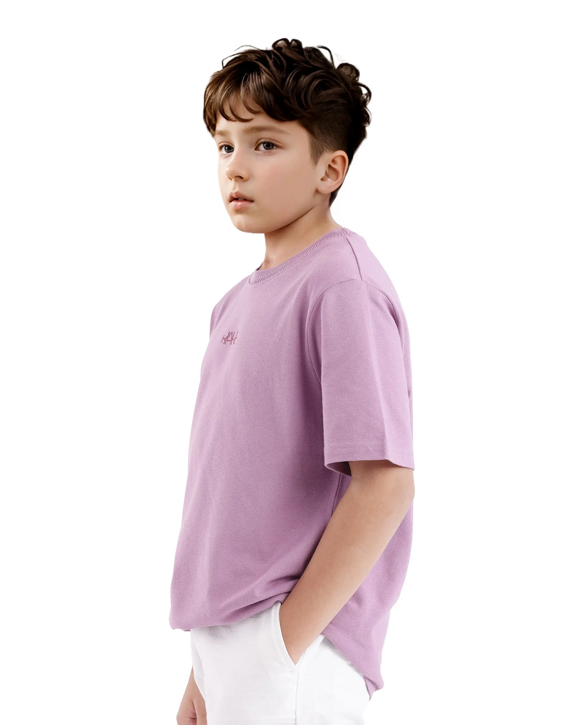 Rare Ones Kids Heron Pastel Purple Cotton Short Sleeve Crew Neck Embroidered T-Shirt - Image 9
