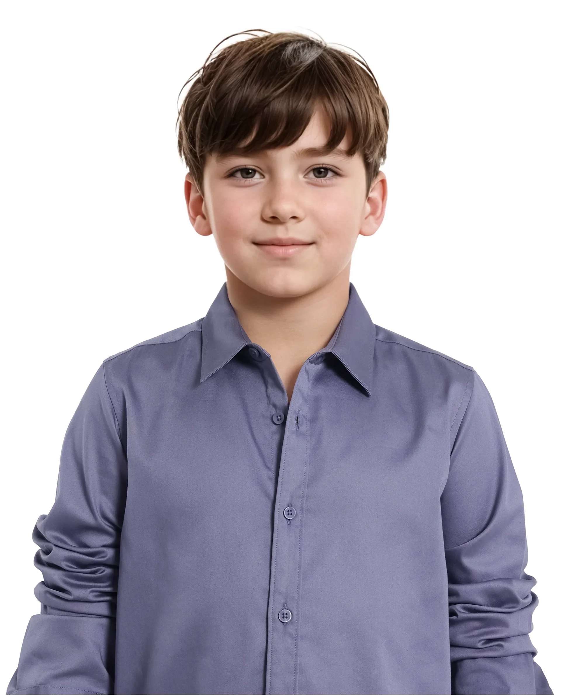 Rare Ones Kids Holo Dusky Purple Cotton Blend Full Sleeve Button Solid Regular Fit Shirt - Image 4