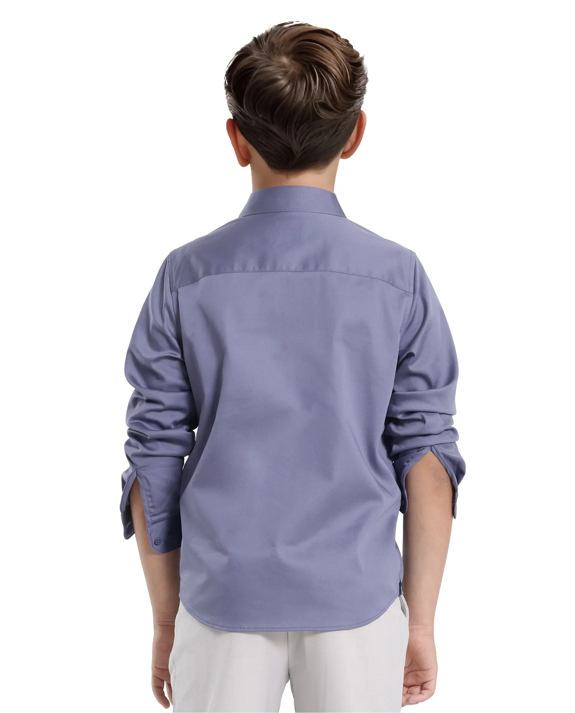 Rare Ones Kids Holo Dusky Purple Cotton Blend Full Sleeve Button Solid Regular Fit Shirt - Image 8