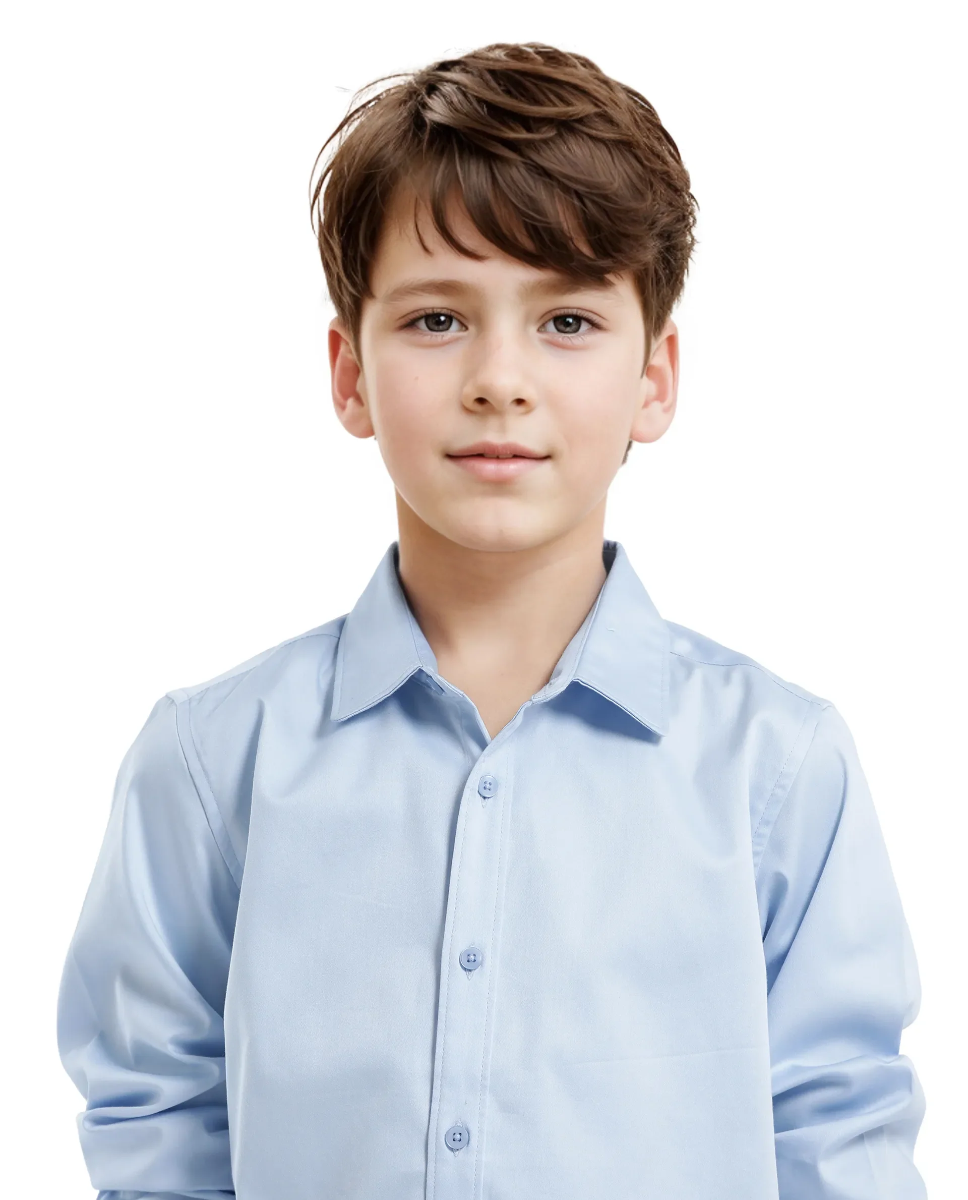 Rare Ones Kids Holo Light Blue Cotton Blend Full Sleeve Button Solid Regular Fit Shirt - Image 3