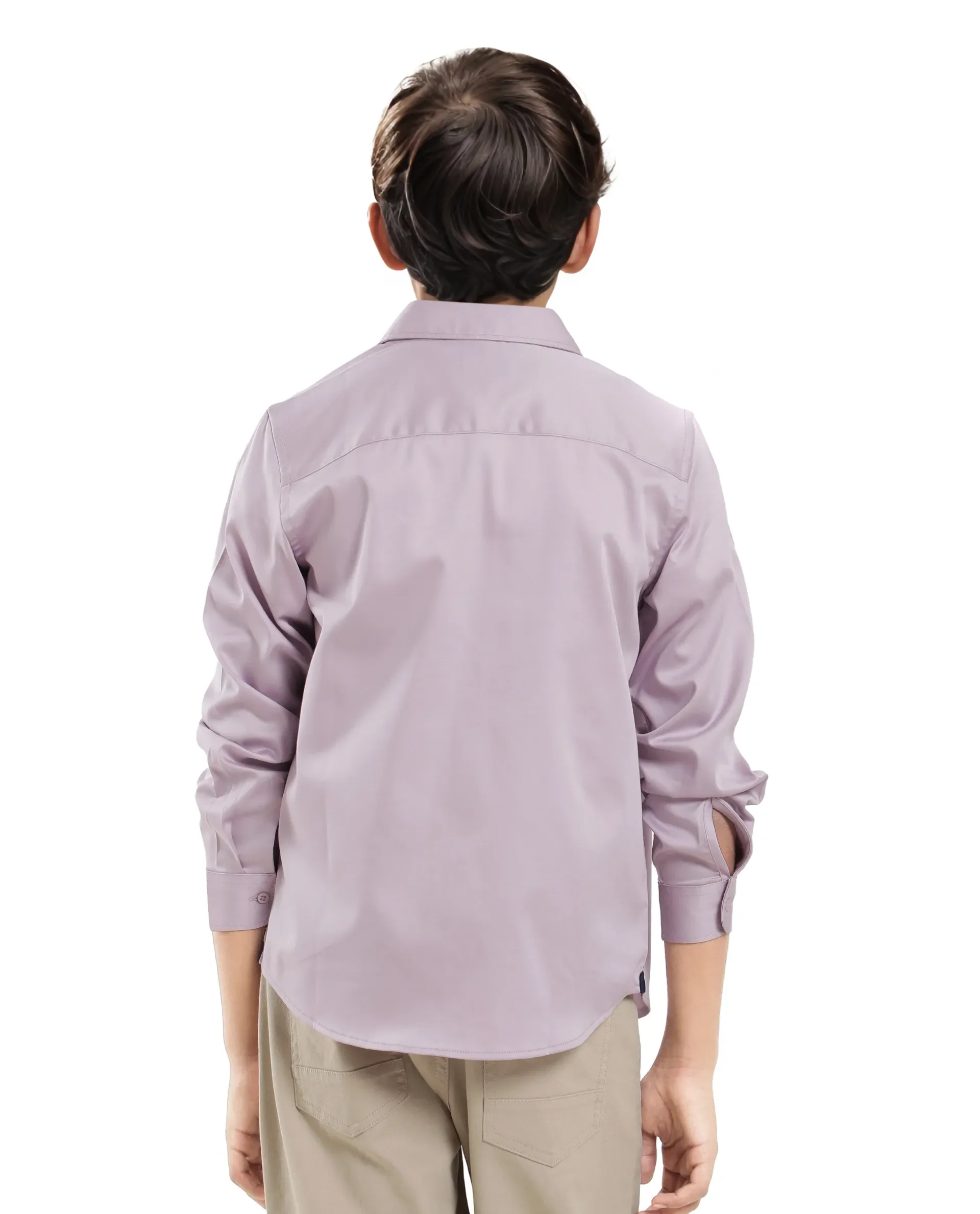 Rare Ones Kids Holo Pastel Purple Cotton Blend Full Sleeve Button Solid Regular Fit Shirt - Image 8