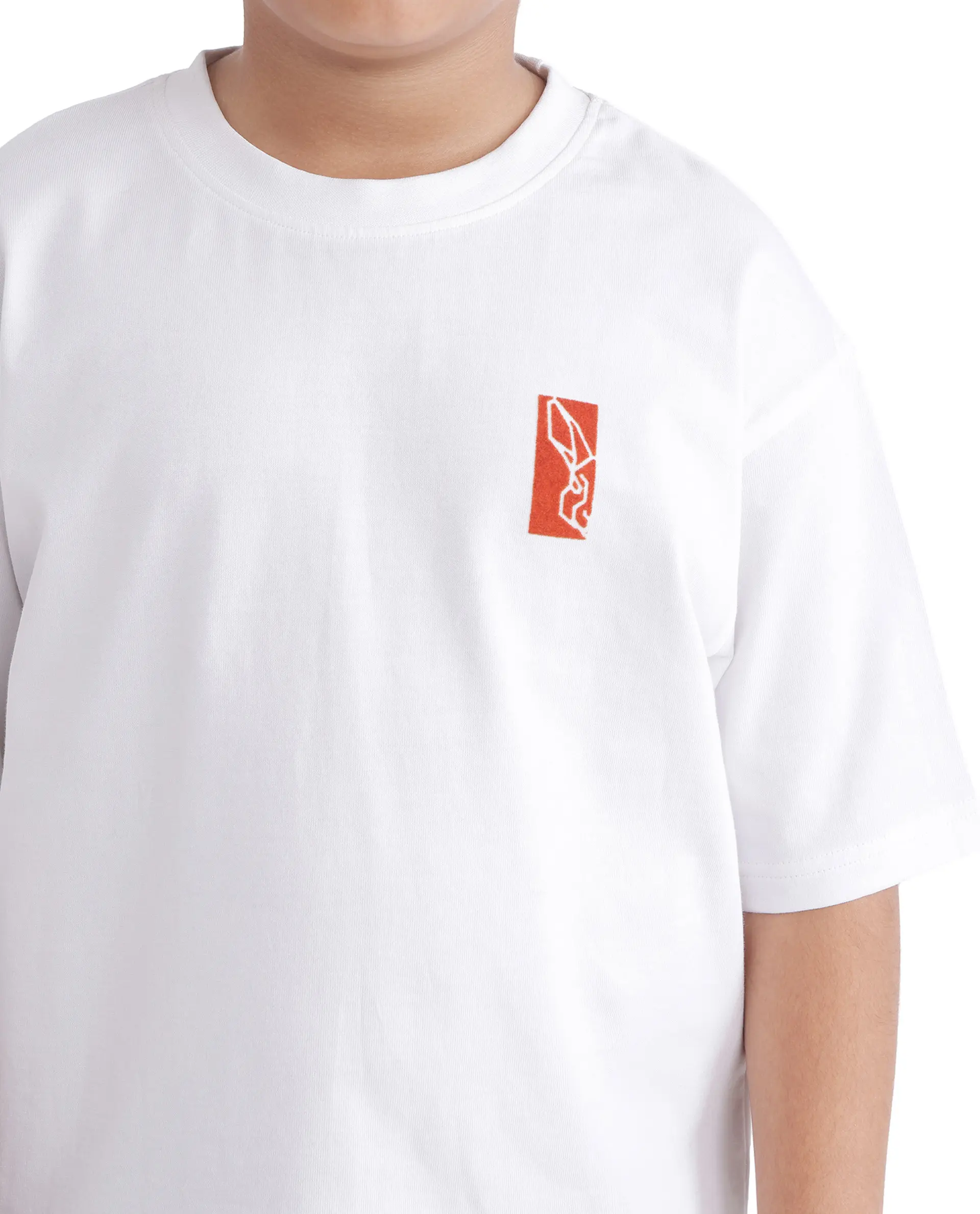 Rare Ones Kids Hord-K White Cotton Half Sleeve Slip-On Printed Boxy Fit T-Shirt - Image 5