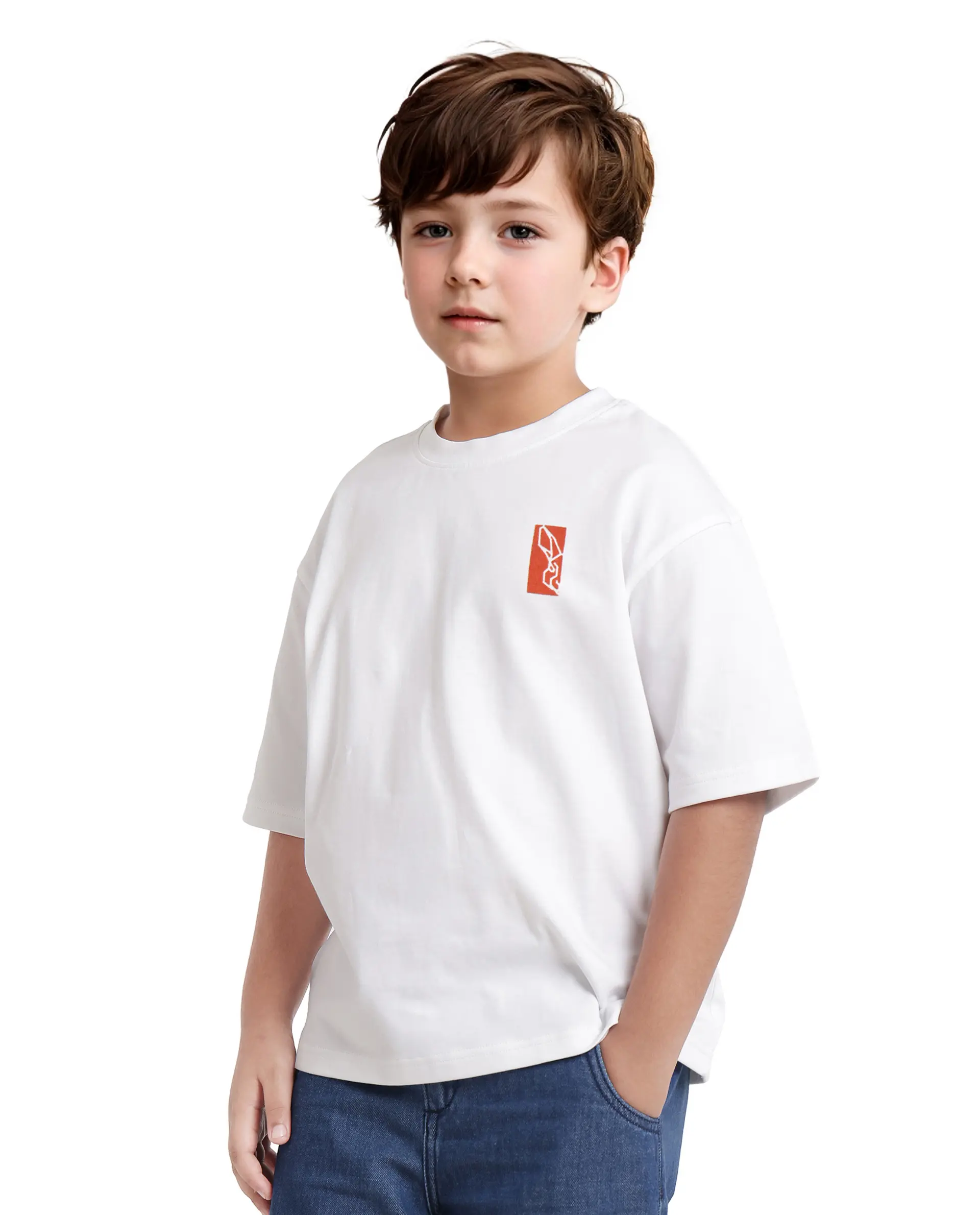Rare Ones Kids Hord-K White Cotton Half Sleeve Slip-On Printed Boxy Fit T-Shirt - Image 6