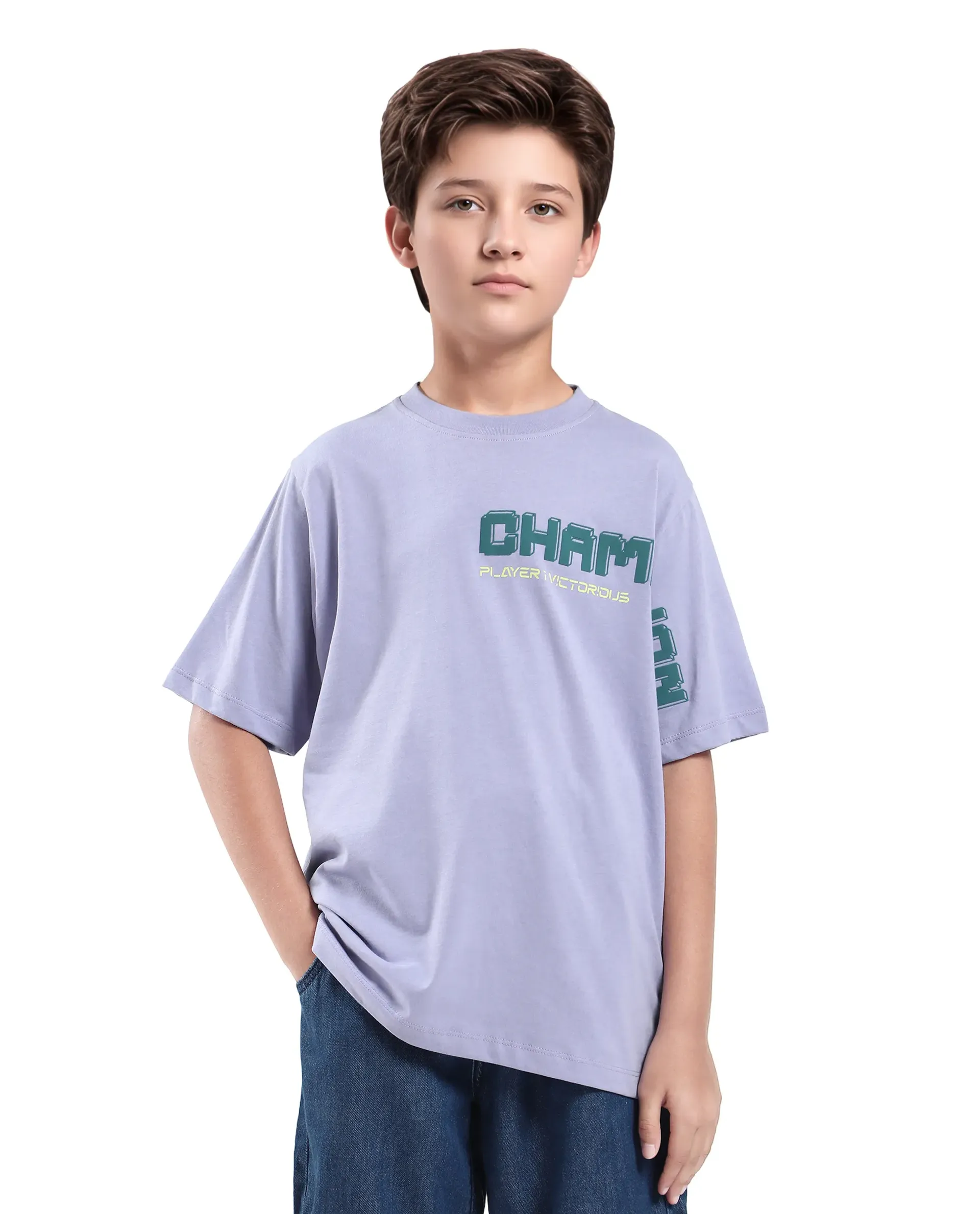 Rare Ones Kids Hype Purple Cotton Half Sleeve Graphic Print Slip-On Closure Regular Fit T-Shirt - Image 3