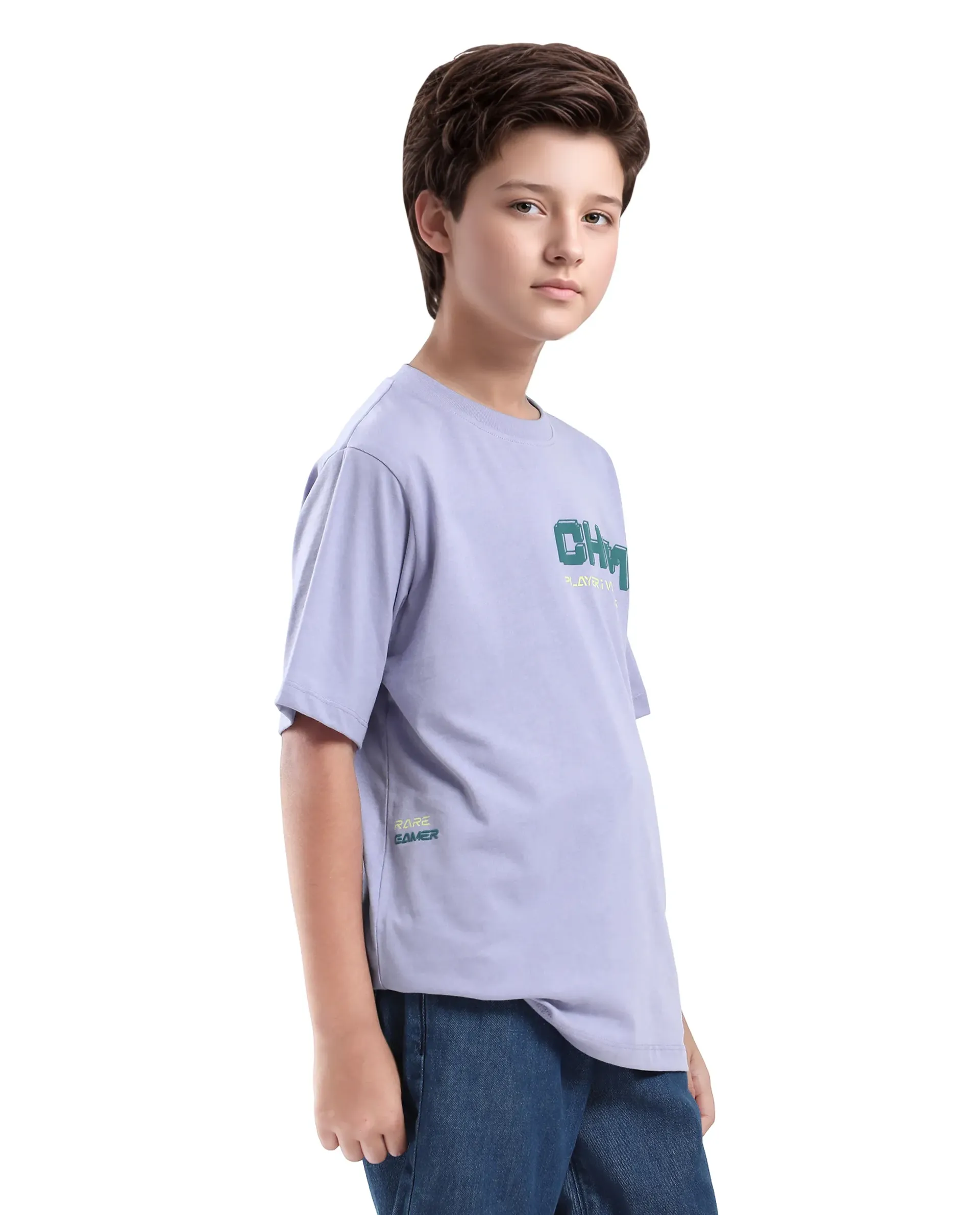 Rare Ones Kids Hype Purple Cotton Half Sleeve Graphic Print Slip-On Closure Regular Fit T-Shirt - Image 5