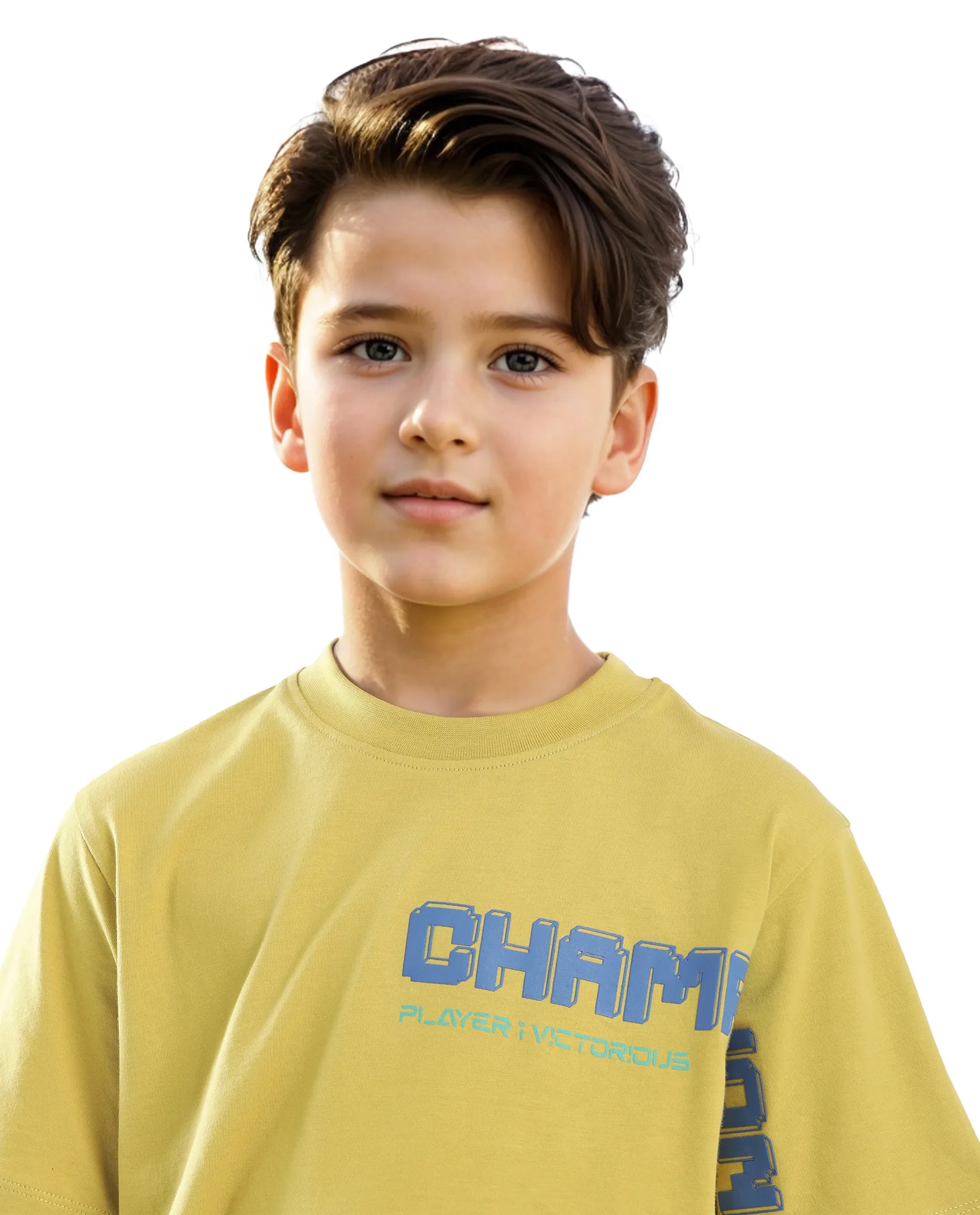 Rare Ones Kids Hype Yellow Cotton Half Sleeve Graphic Print Slip-On Closure Regular Fit T-Shirt - Image 4