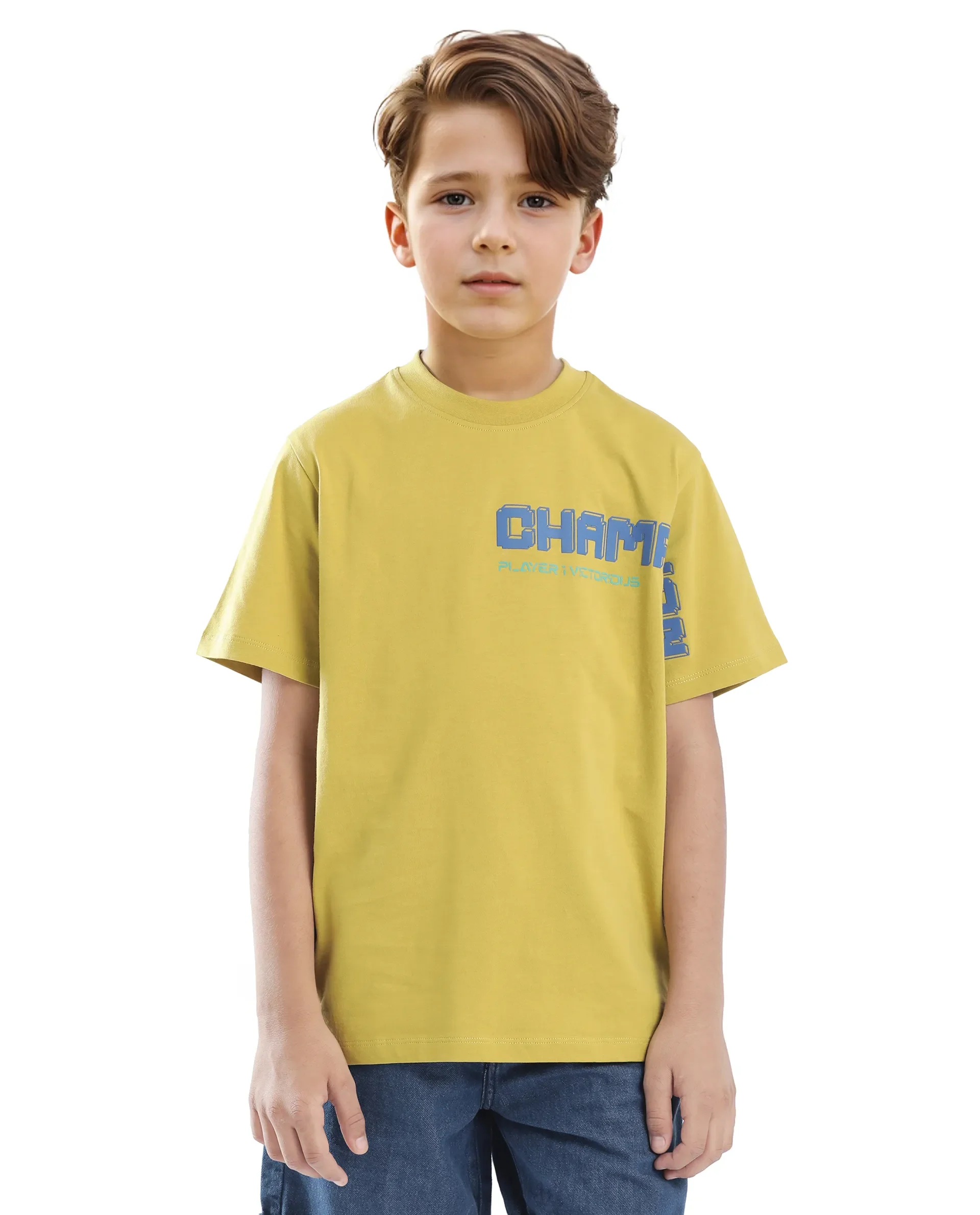 Rare Ones Kids Hype Yellow Cotton Half Sleeve Graphic Print Slip-On Closure Regular Fit T-Shirt - Image 5