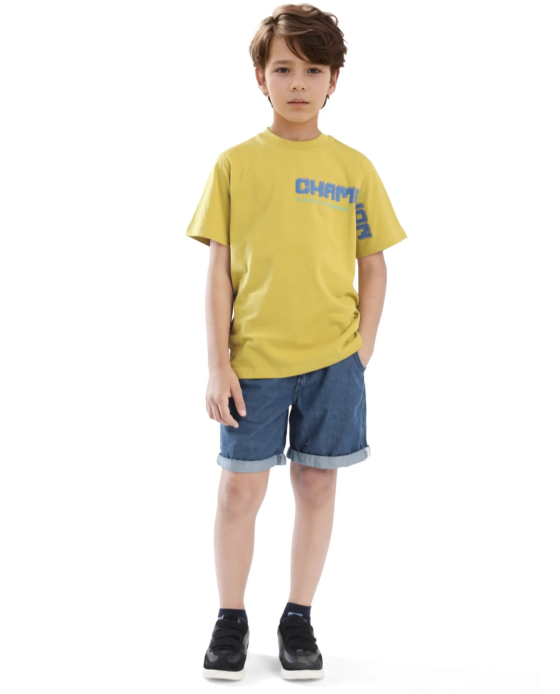 Rare Ones Kids Hype Yellow Cotton Half Sleeve Graphic Print Slip-On Closure Regular Fit T-Shirt - Image 7